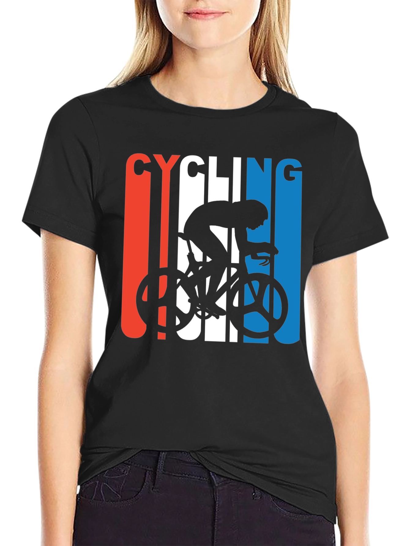 Black Cycling Silhouette Graphic T-Shirt view 2