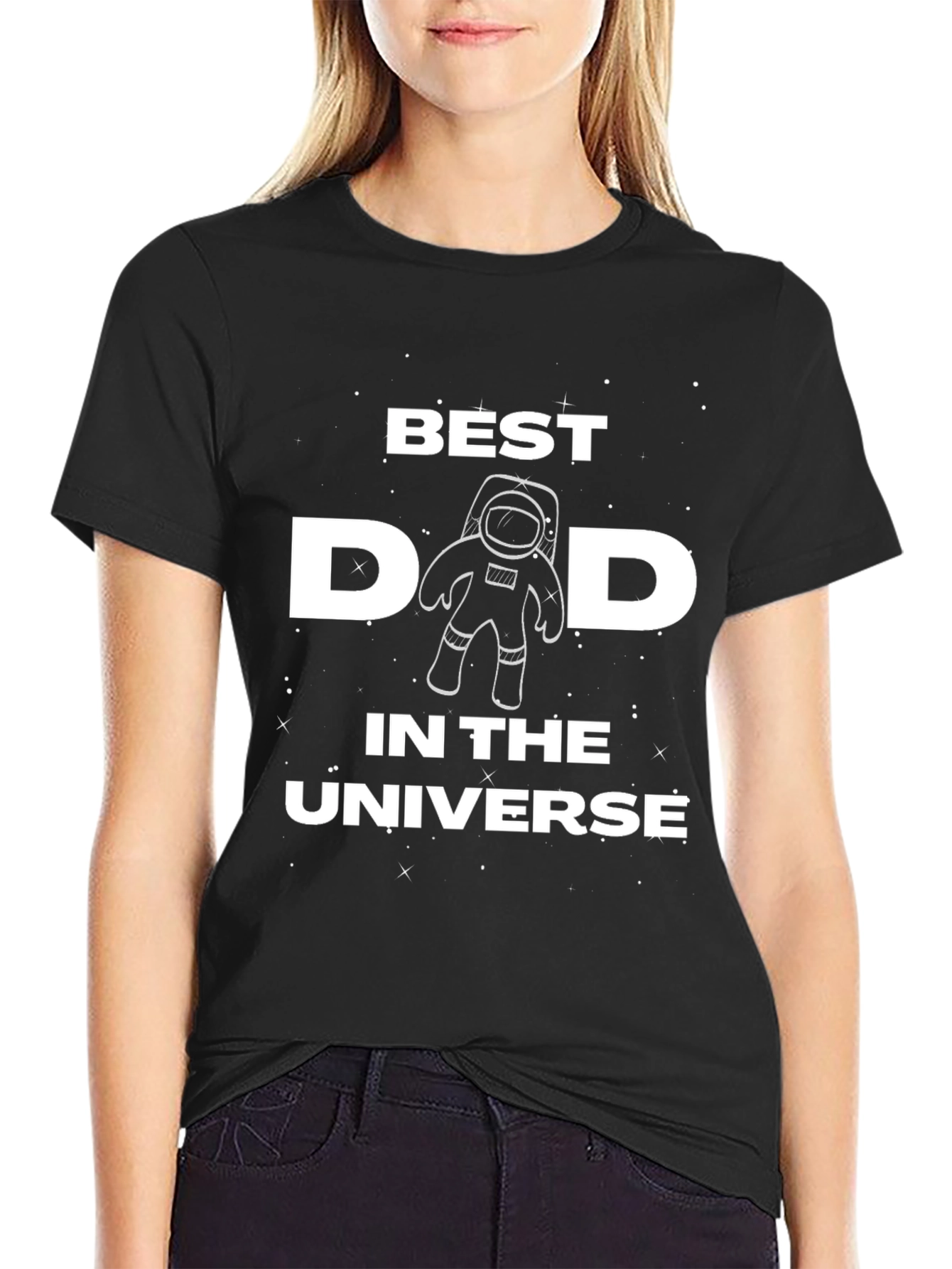 Black Best Dad in the Universe T-Shirt view 2