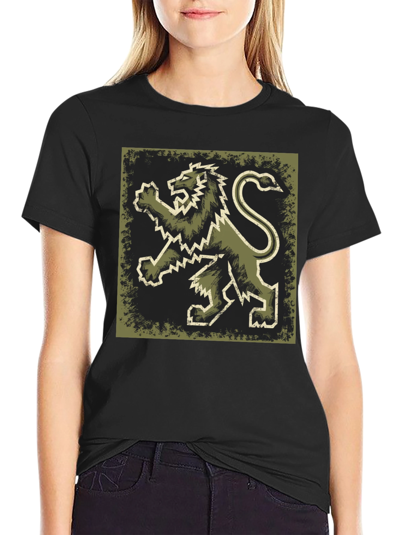 Black Lion Rampant Graphic T-Shirt - Men's Black Tee view 2