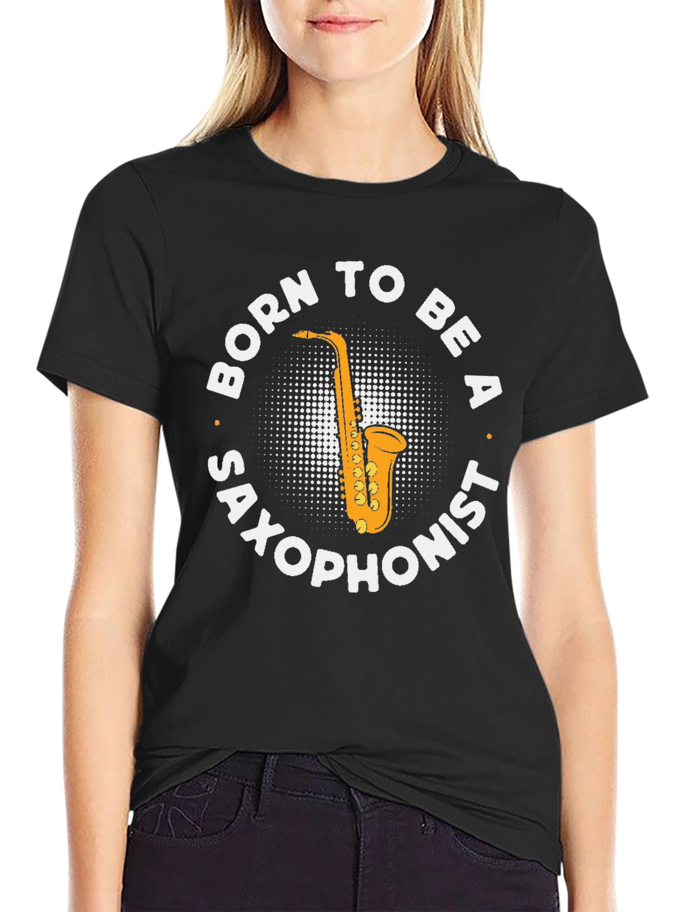 Black Born to Be a Saxophonist T-Shirt view 2