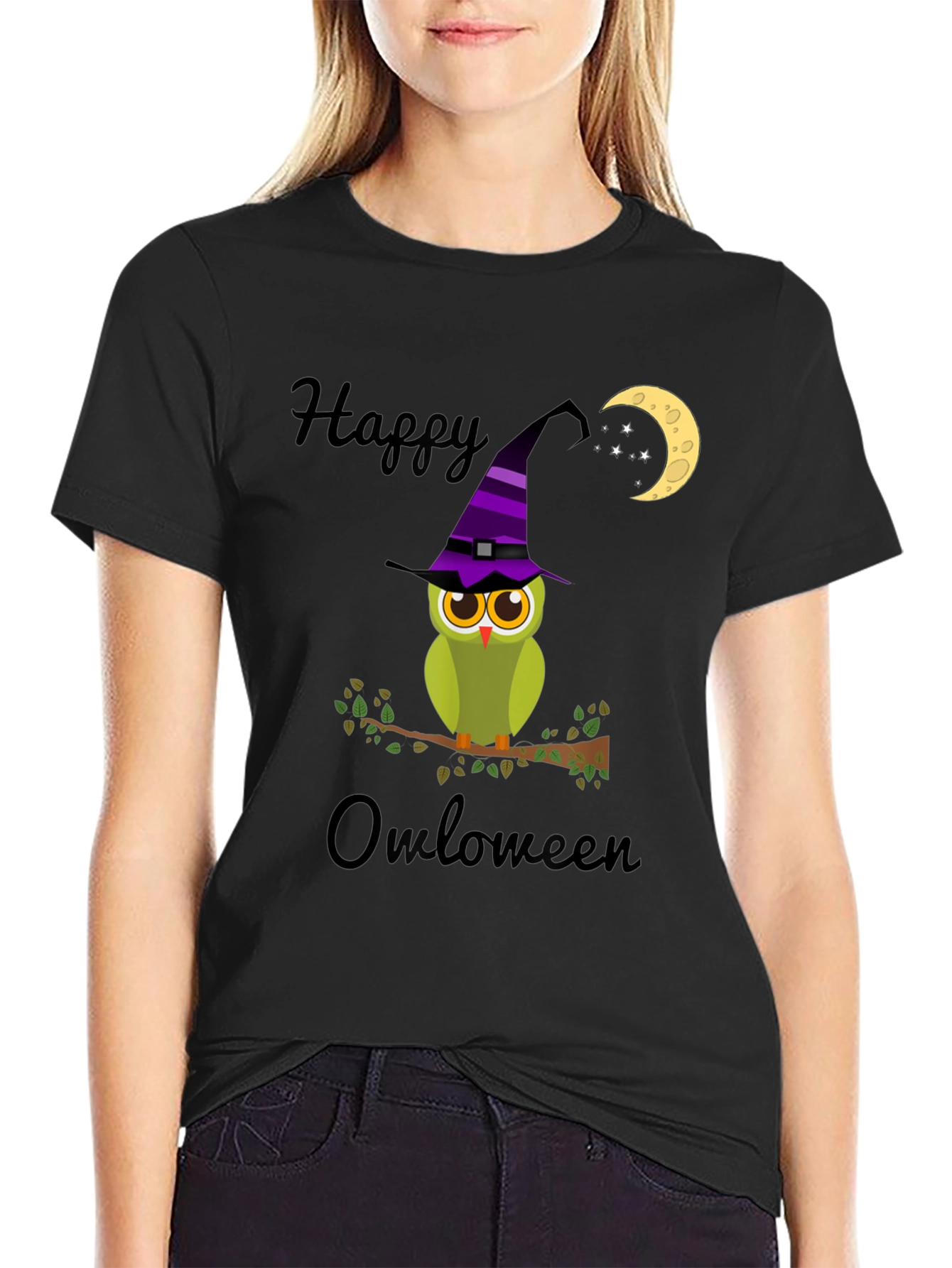 Black Happy Owloween T-Shirt view 2