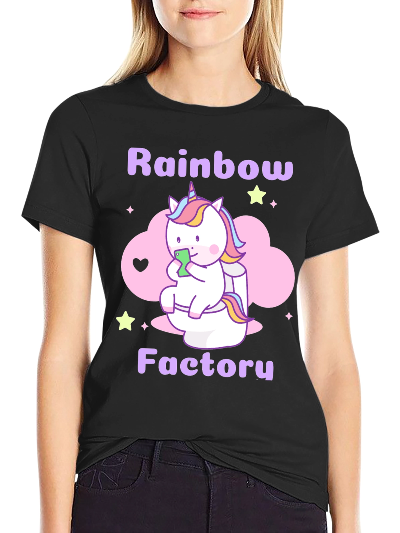 Black Rainbow Factory Unicorn T-Shirt view 2