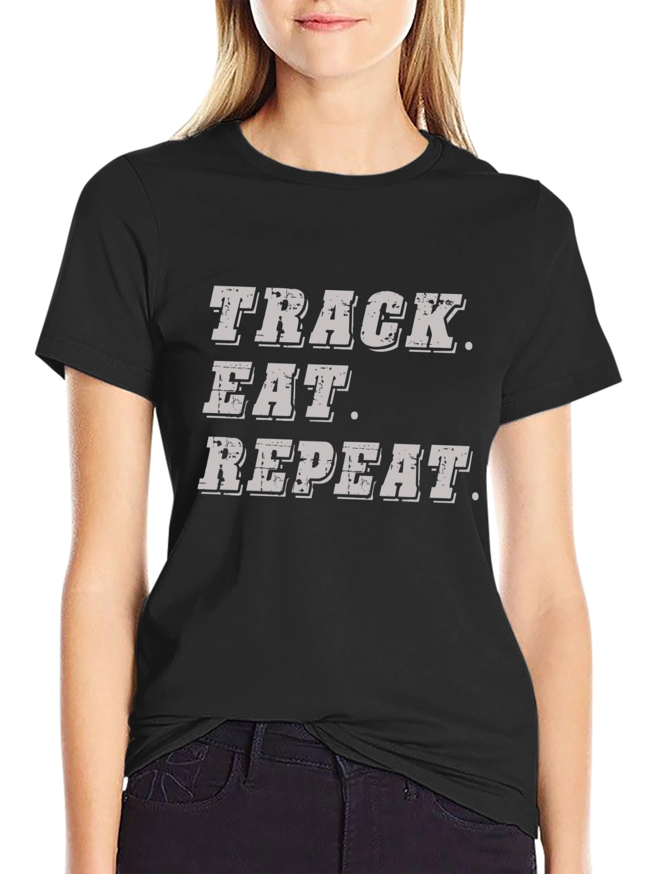 Black Track Eat Repeat Black T-Shirt view 2