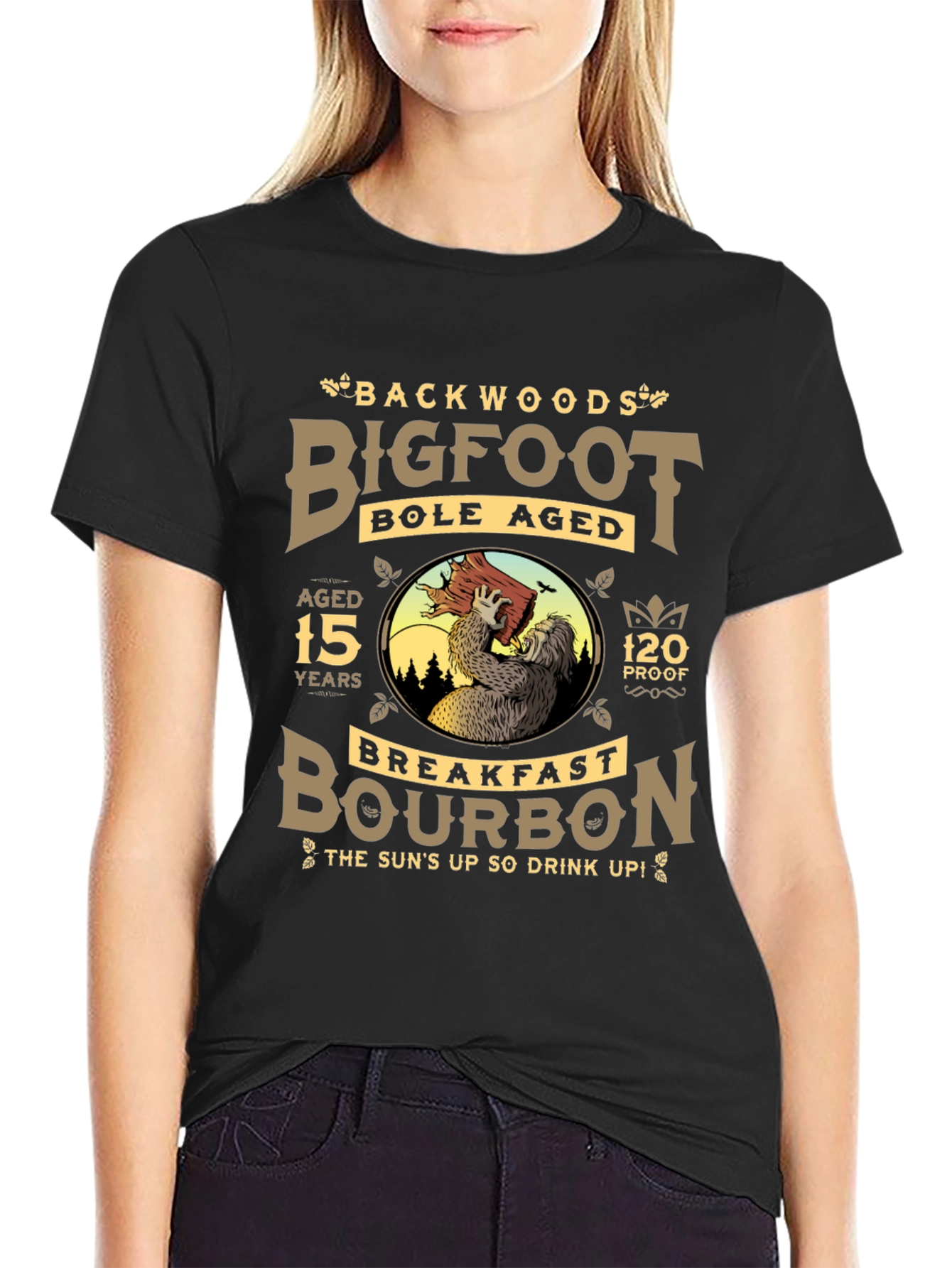 Black Backwoods Bigfoot Bourbon Black T-Shirt view 2