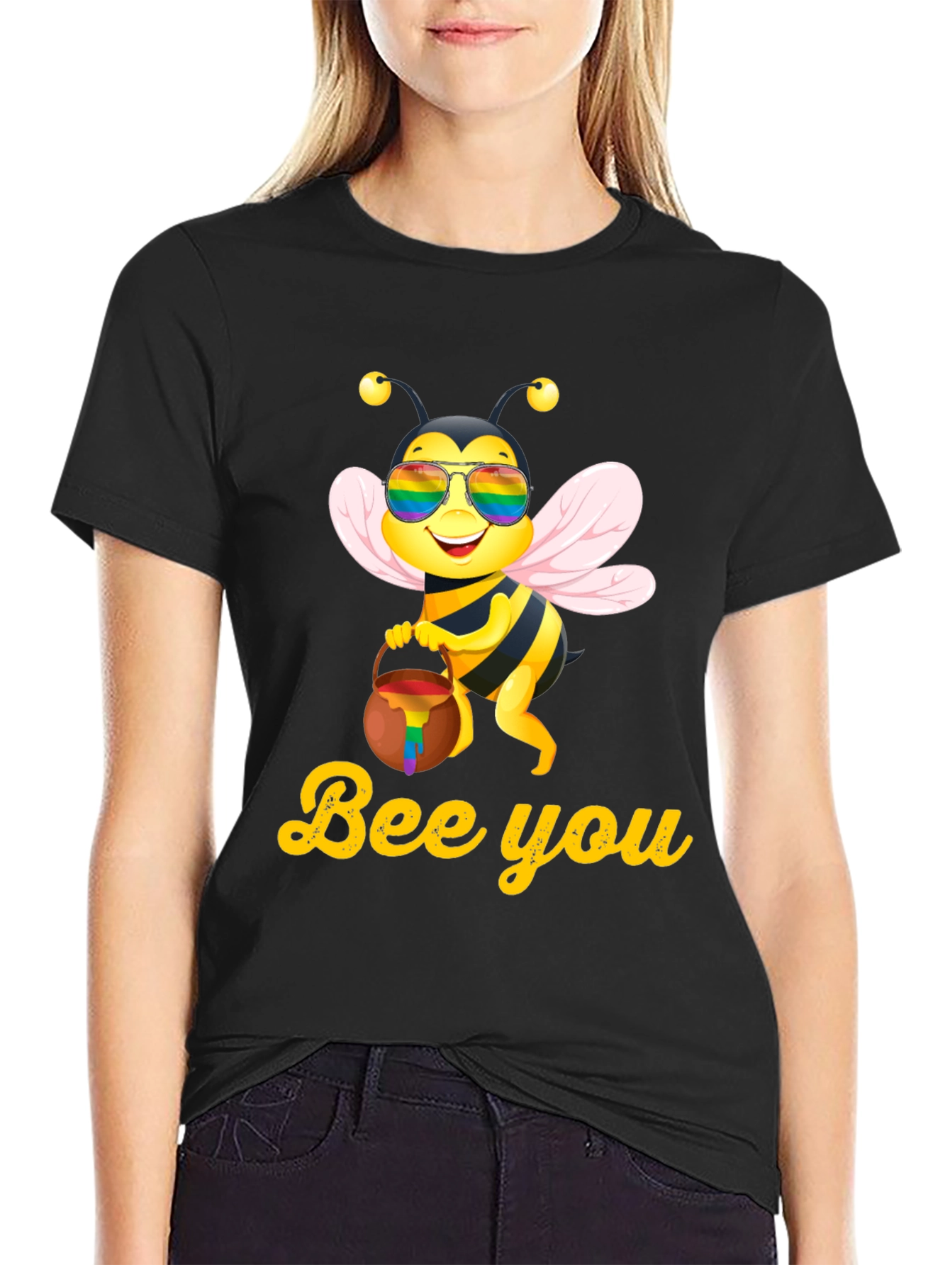 Black Bee You Pride T-Shirt - LGBTQ+ Support view 2