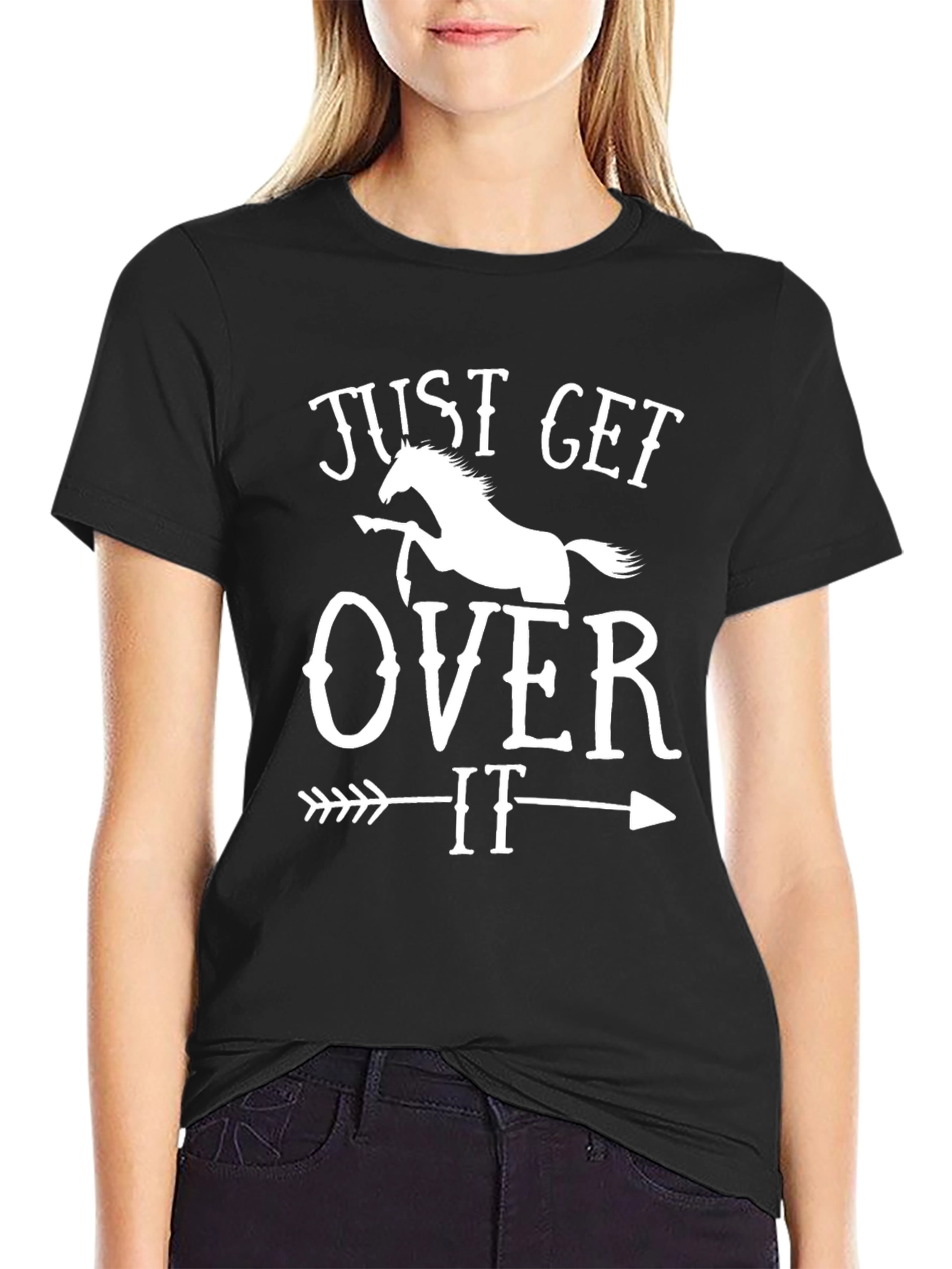Black Just Get Over It Horse T-Shirt - Black view 2