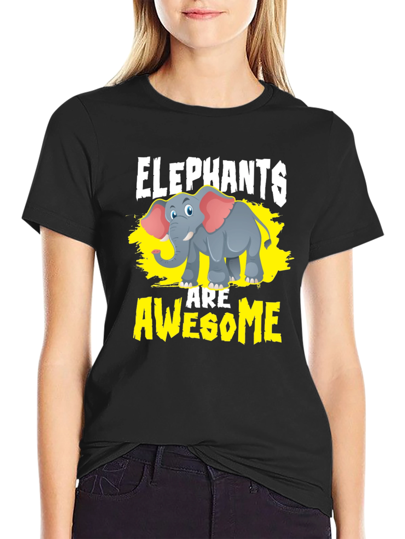 Black Elephants Are Awesome Graphic Tee - Black view 2