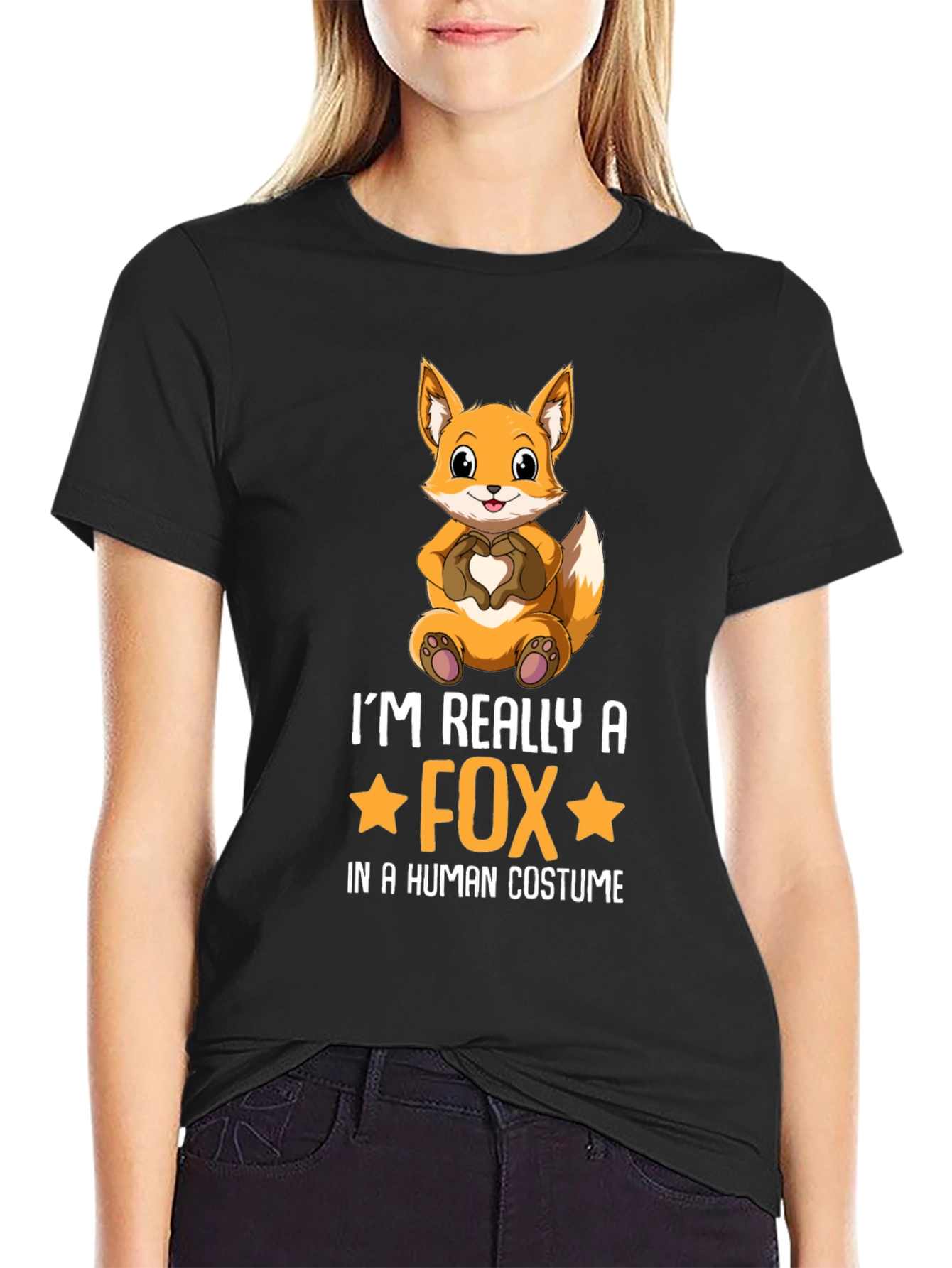 Black I'm Really a Fox T-Shirt view 2