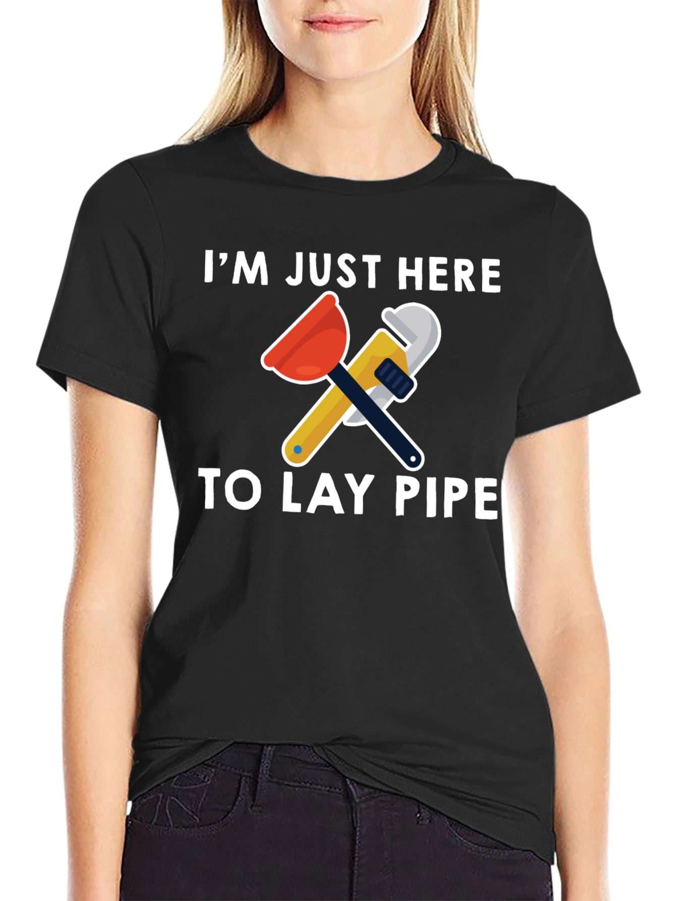 Black I'm Just Here To Lay Pipe T-Shirt view 2