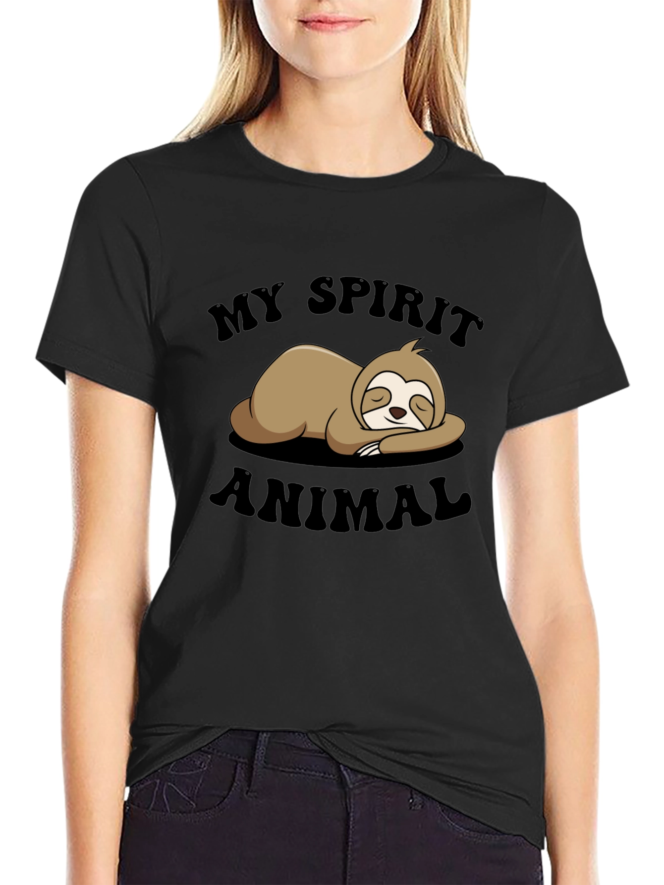 Black My Spirit Animal Sloth Graphic Tee view 2