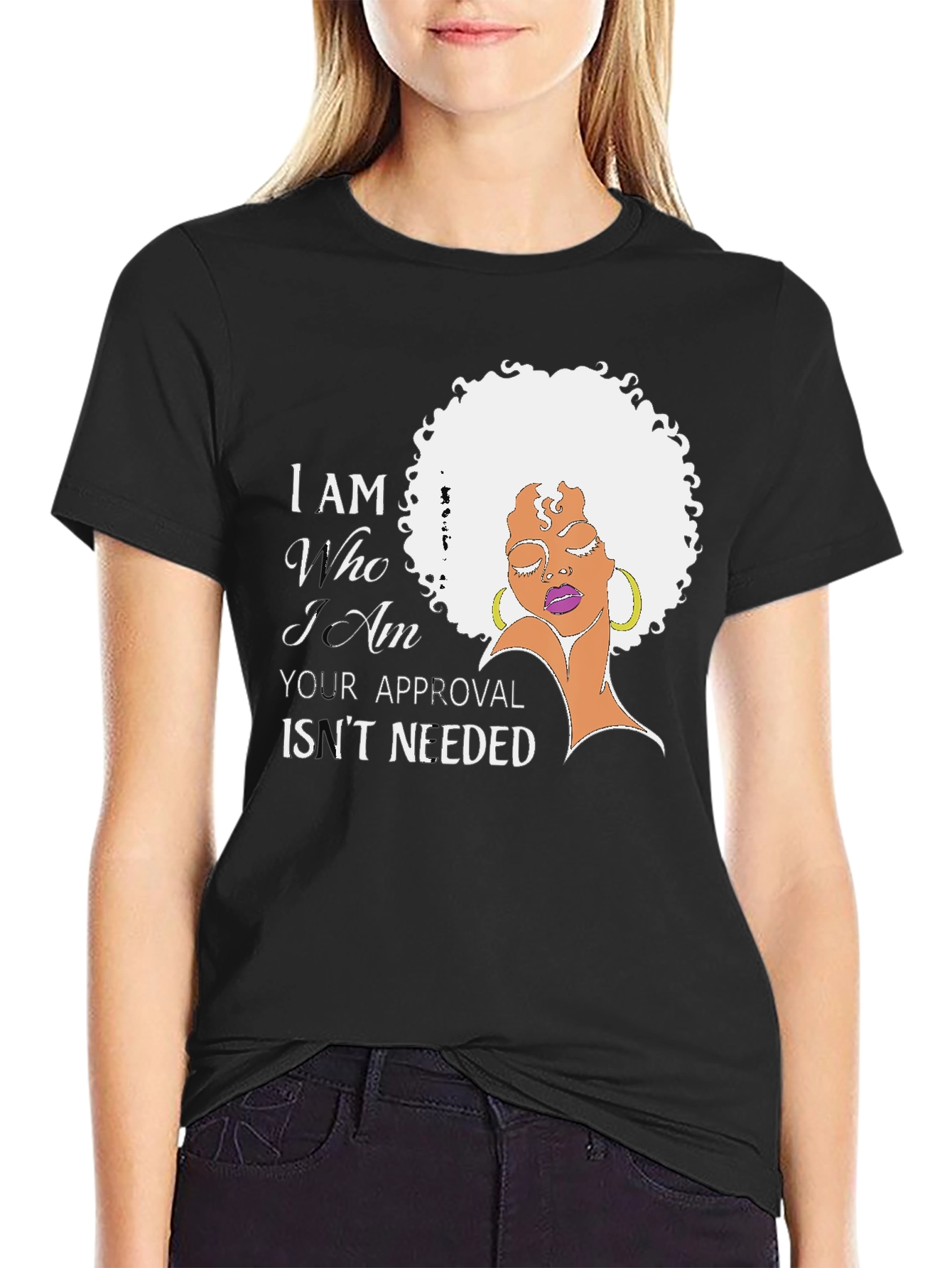 Black Empowered Woman Graphic Tee - "I Am Who I Am" view 2