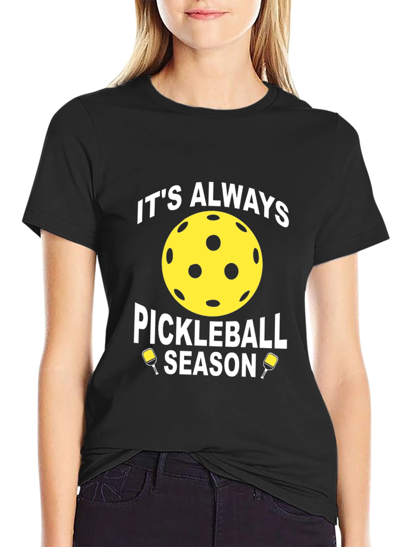 Black It's Always Pickleball Season T-Shirt view 2