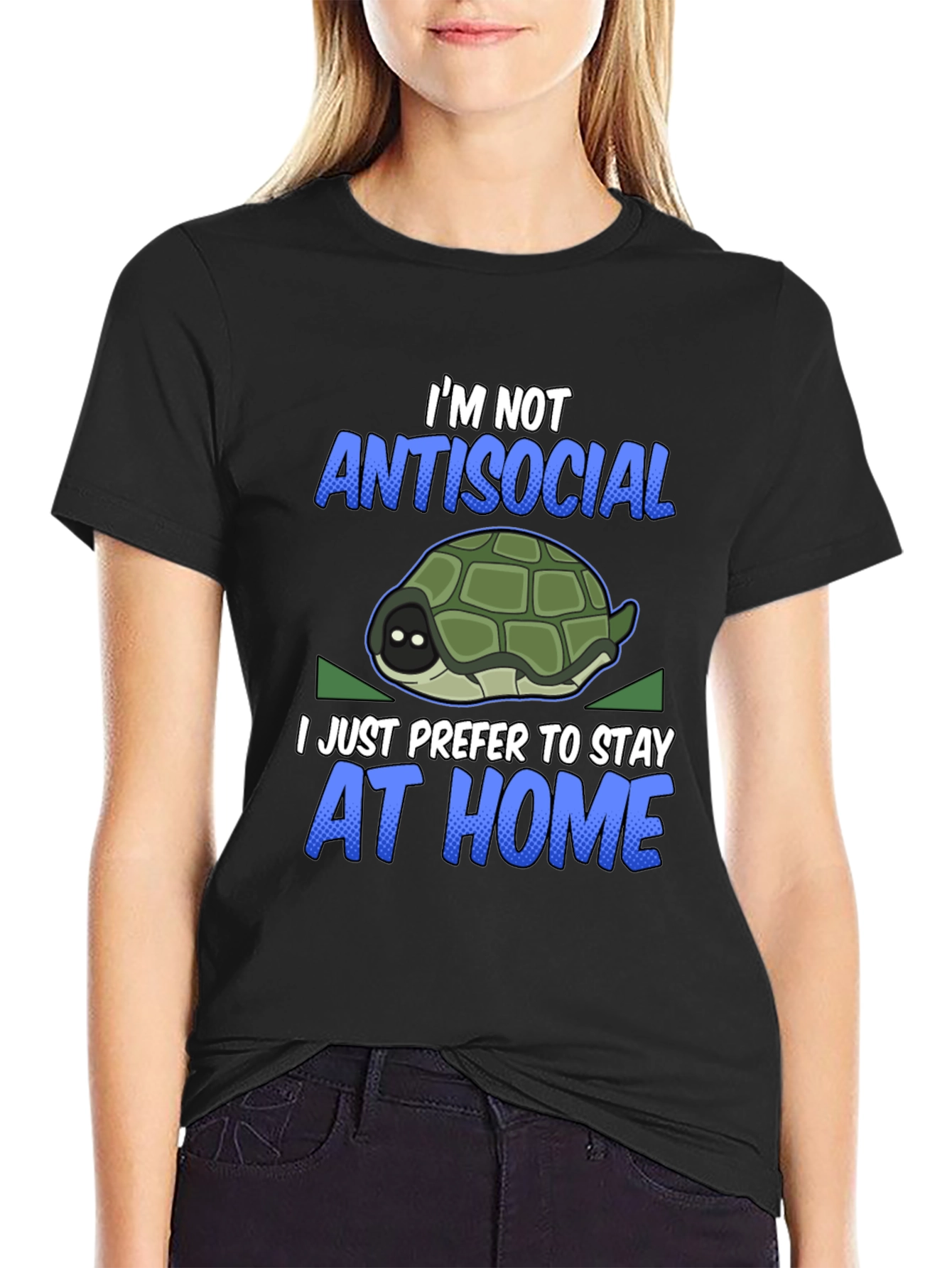 Black Introvert Turtle Graphic T-Shirt view 2