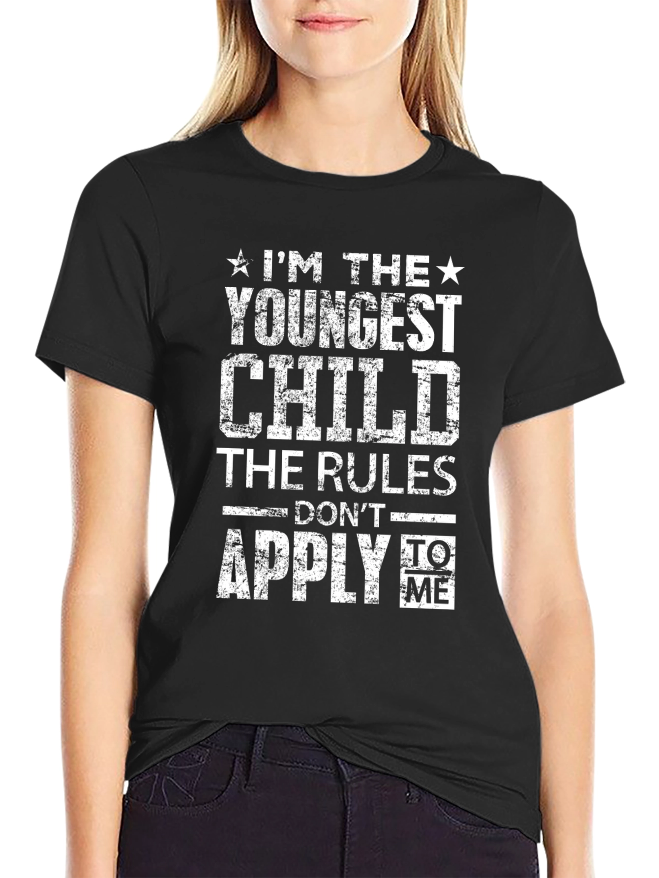 Black Youngest Child T-Shirt - Rules Don't Apply Tee view 2