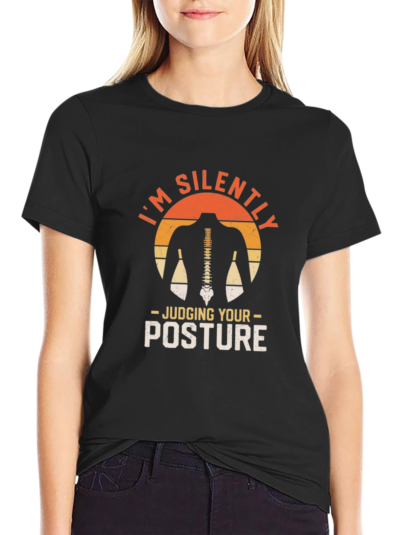 Black I'm Silently Judging Your Posture T-Shirt view 2