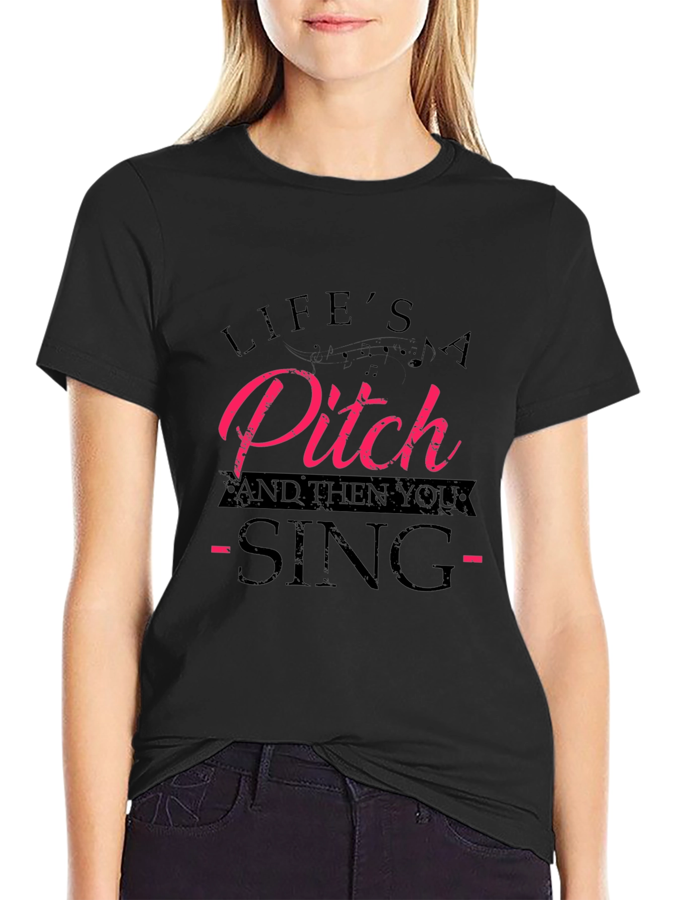 Black Life's a Pitch T-Shirt - Funny Music Tee view 2