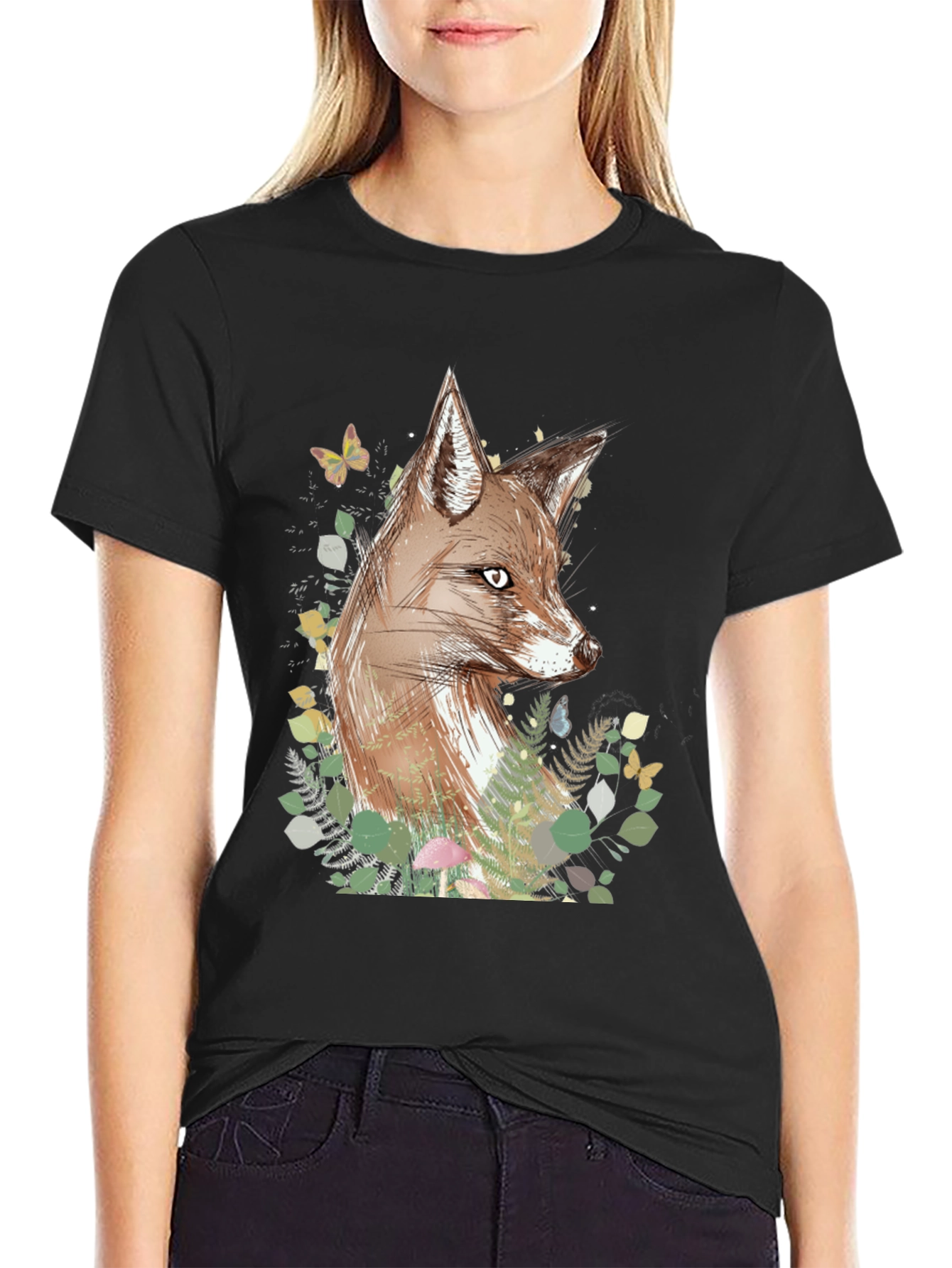 Black Fox Graphic Print Black T-Shirt view 2