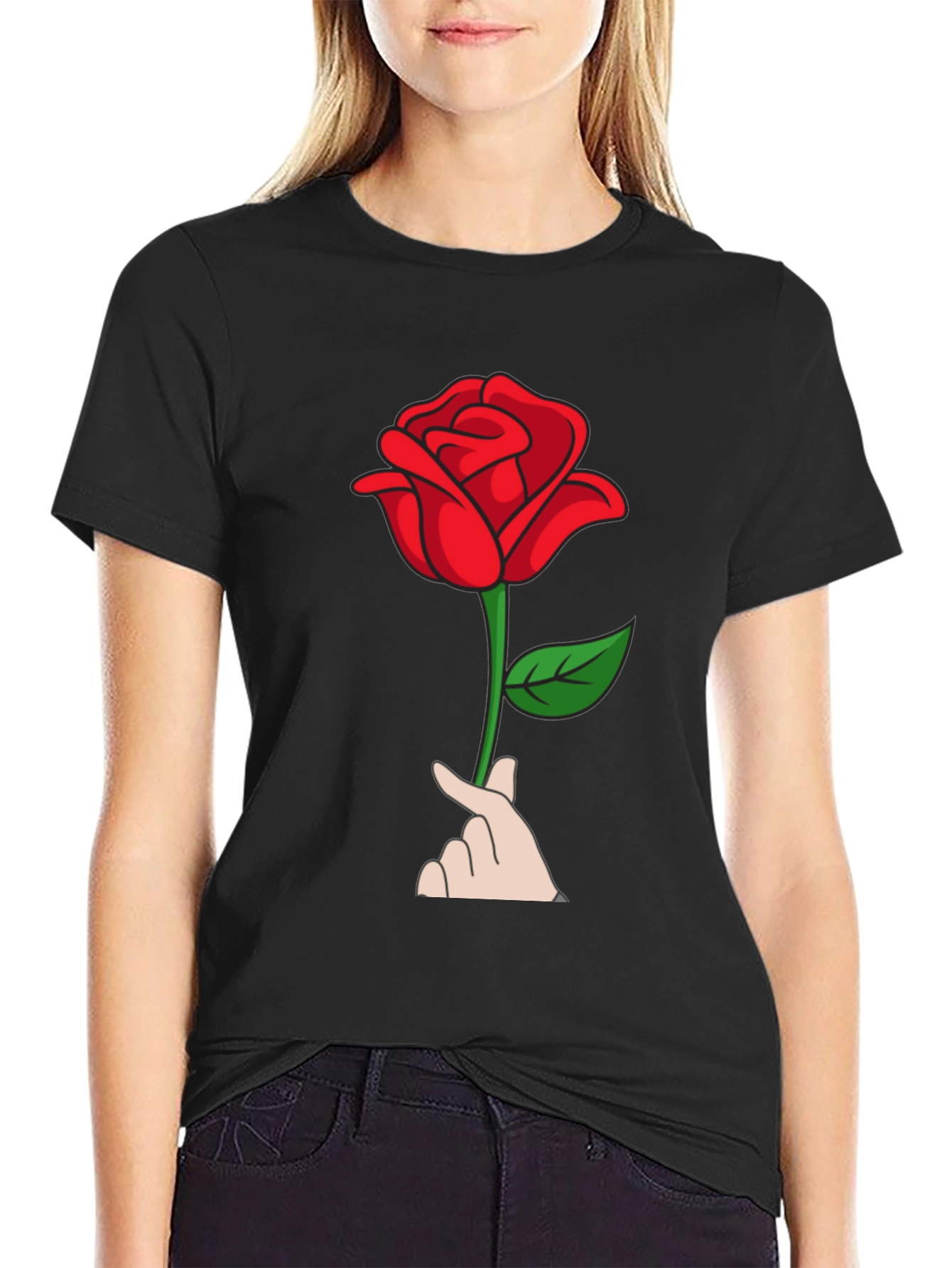 Black Rose Heart T-Shirt - Black view 2