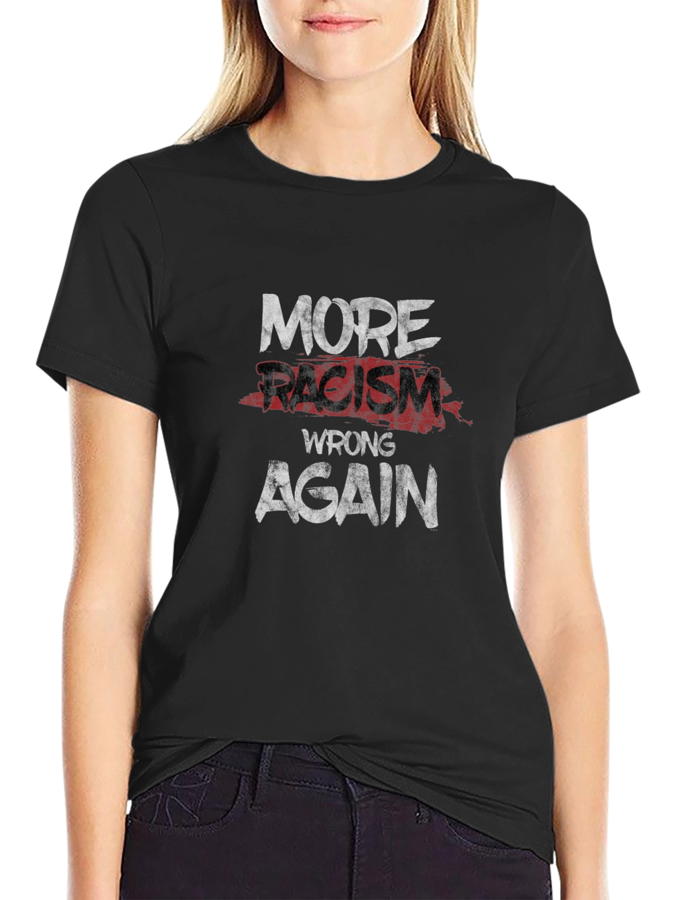 Black More Racism Wrong Again Graphic Tee view 2