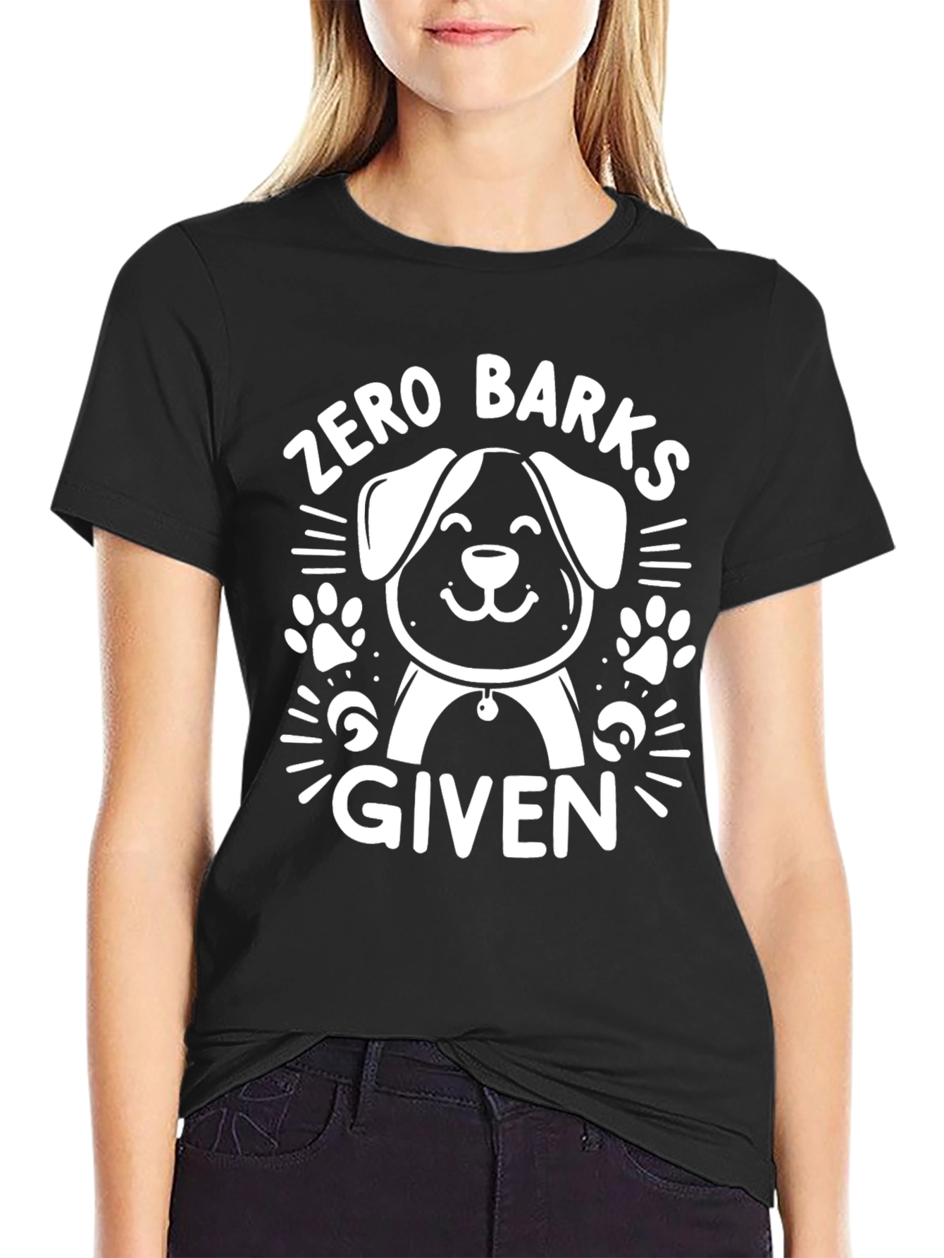 Black Zero Barks Given Dog T-Shirt view 2