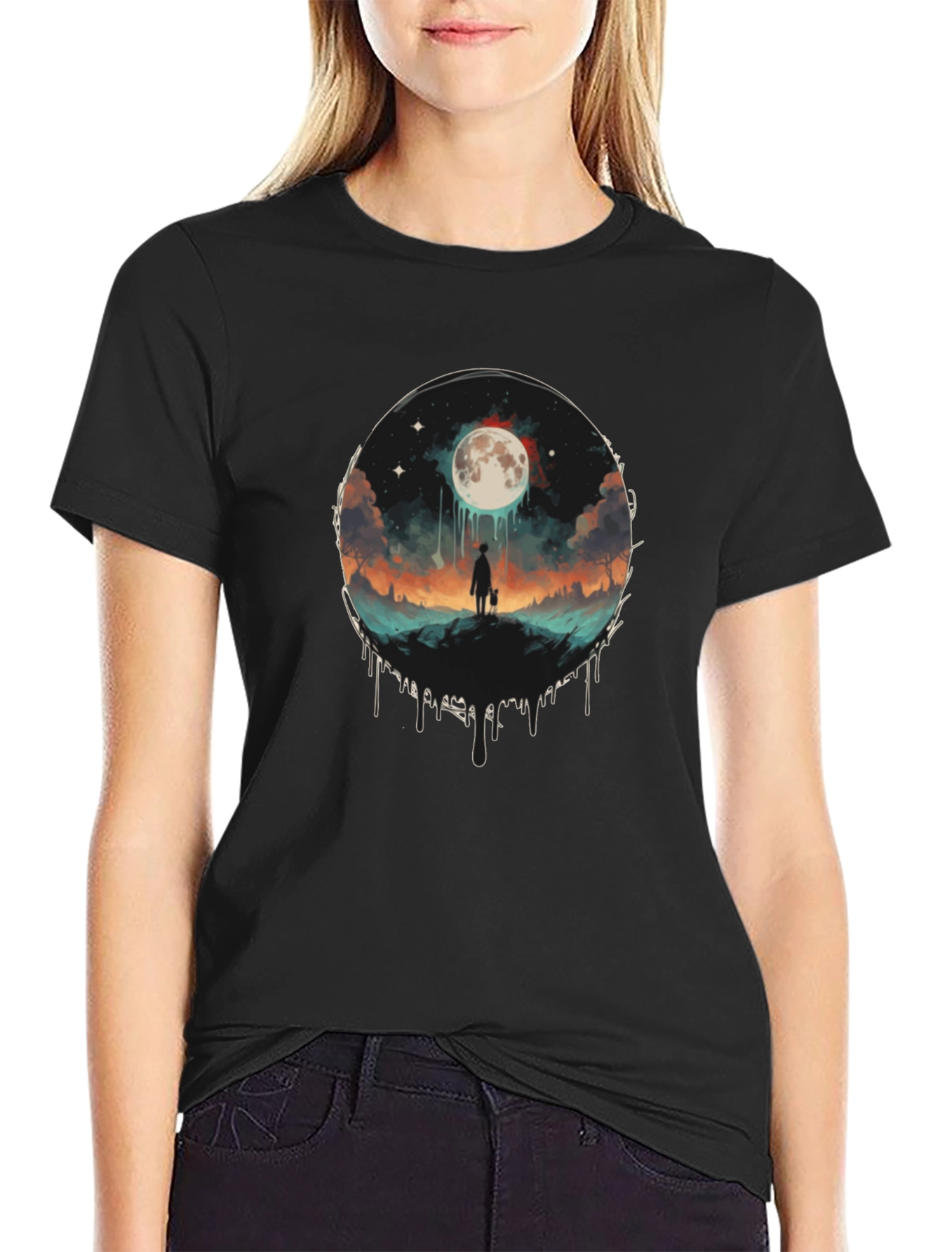 Black Moonlit Wanderer Graphic Tee view 2