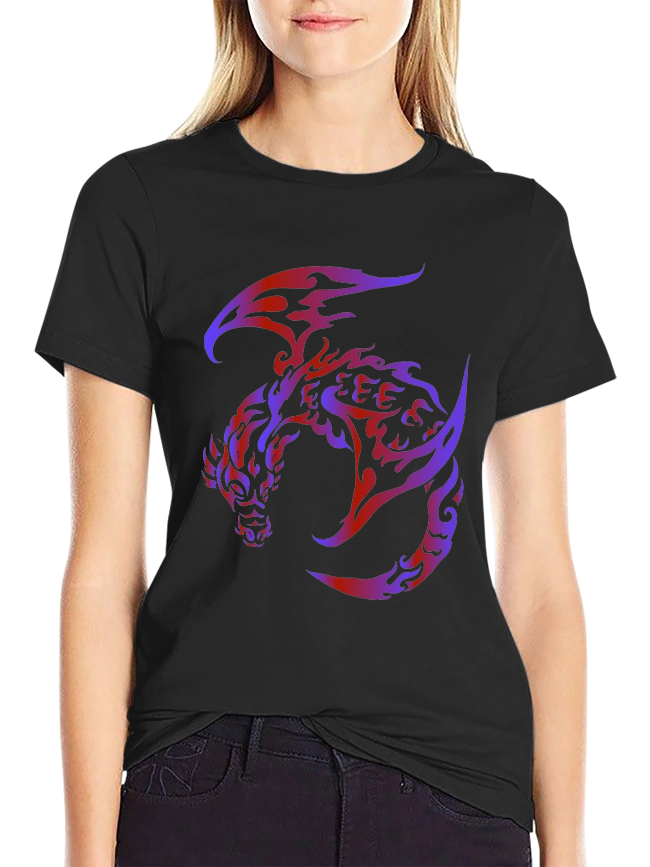 Black Dragon Graphic Black T-Shirt - Bold & Unique Design view 2