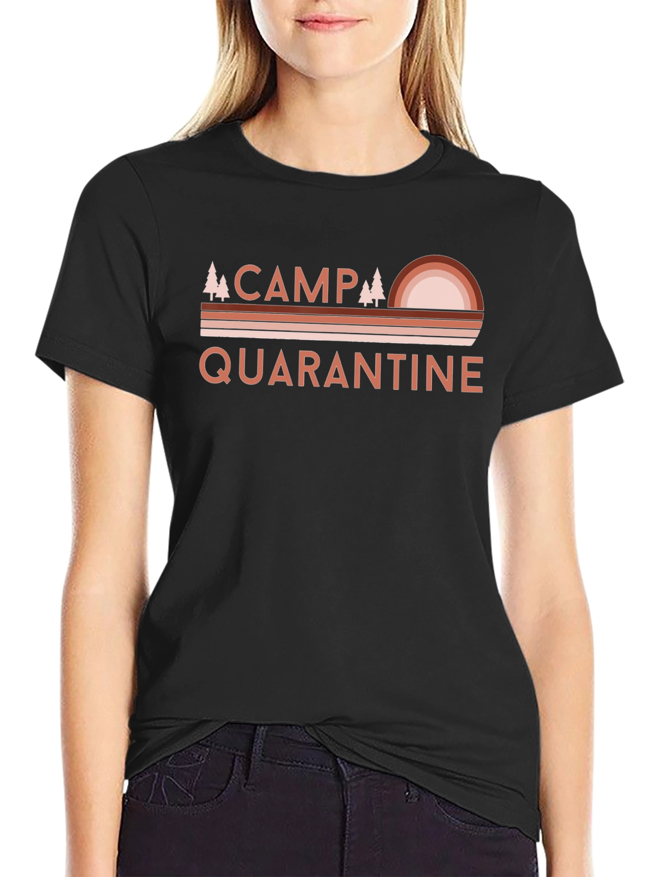 Black Camp Quarantine T-Shirt - Retro Camping Graphic Tee view 2