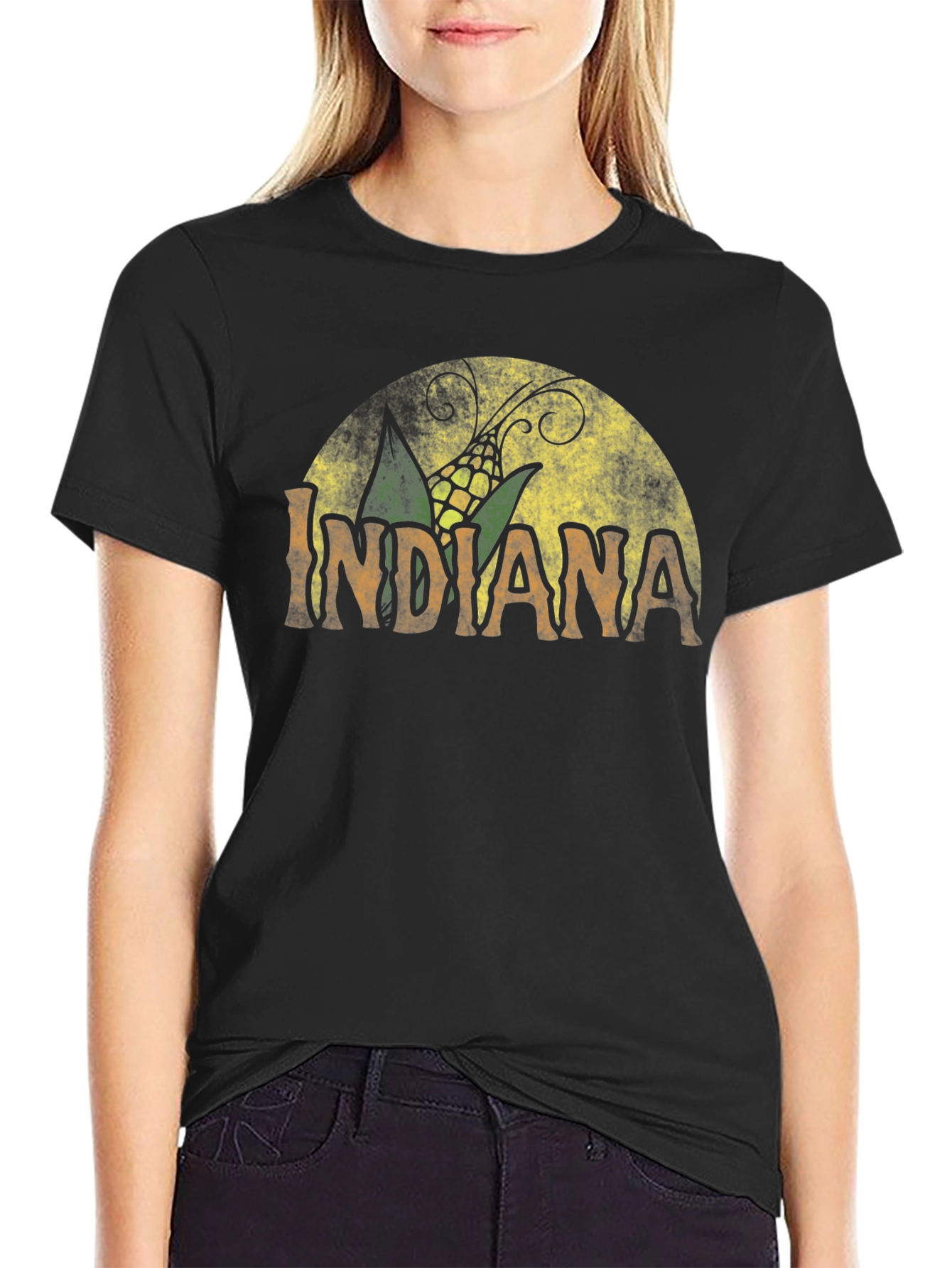 Black Indiana Corn Graphic Tee - Black Cotton T-Shirt view 2