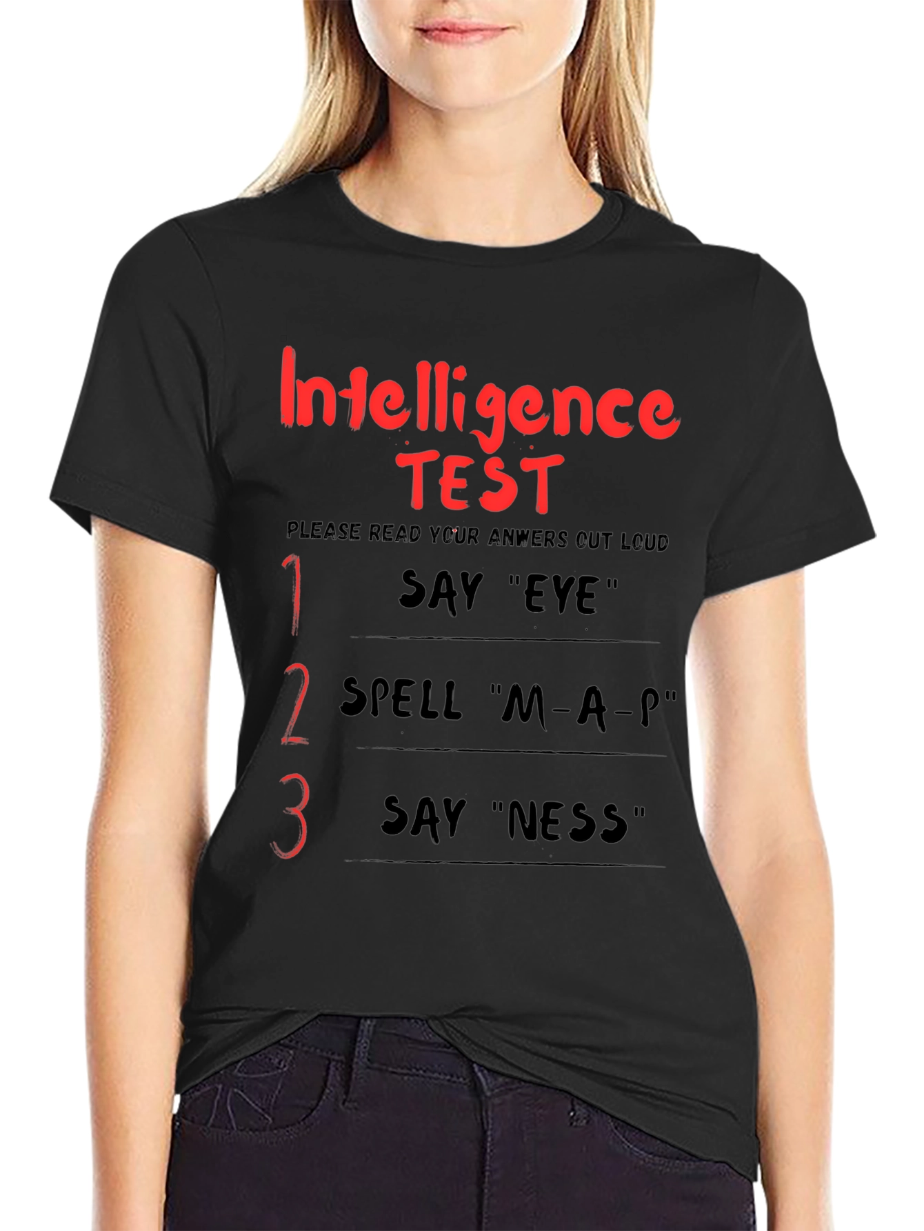Black Intelligence Test Funny Adult Humor Graphic T-Shirt view 2