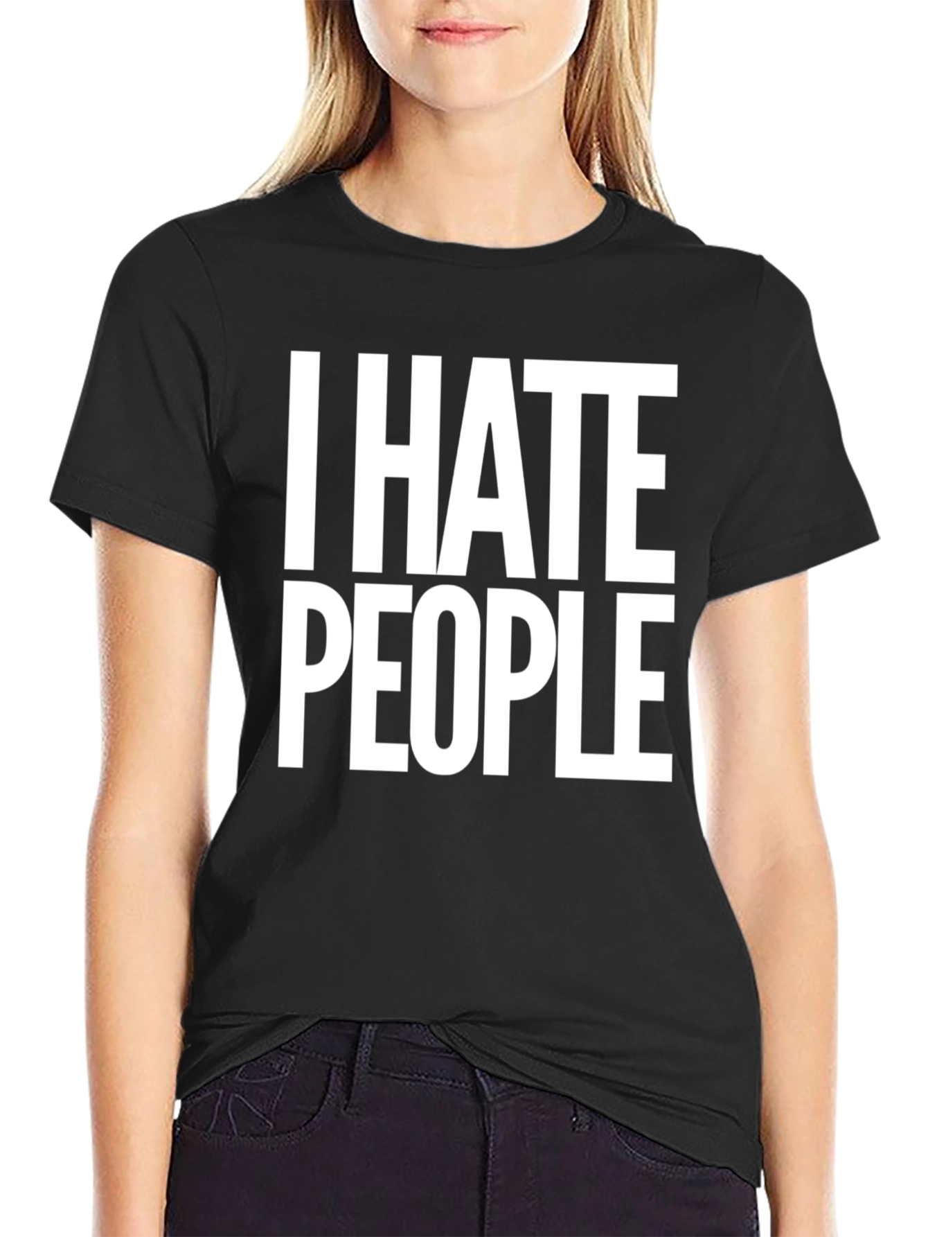 Black I Hate People Graphic T-Shirt view 2