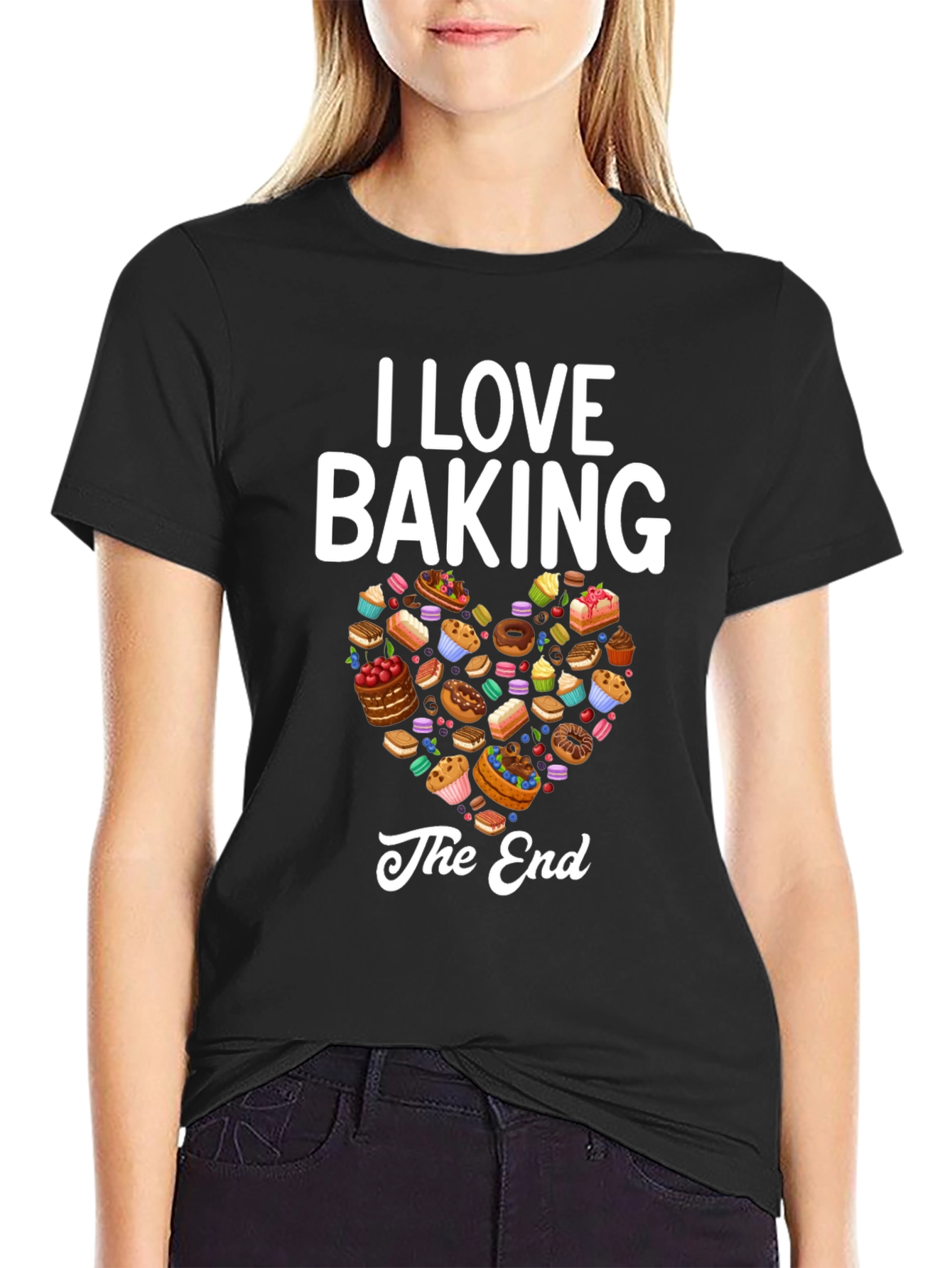 Black I Love Baking Graphic T-Shirt view 2