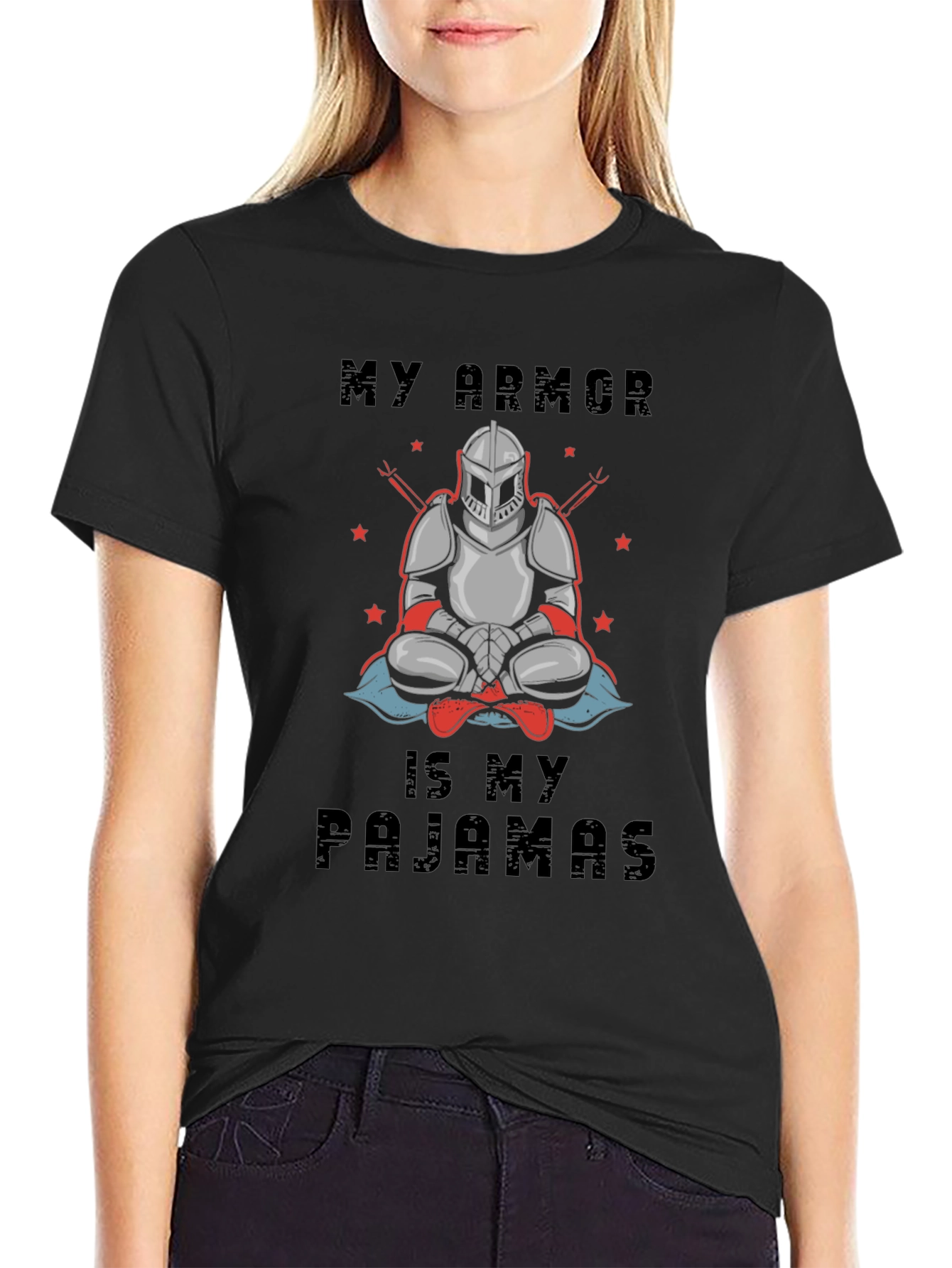 Black My Armor Is My Pajamas Graphic Tee view 2