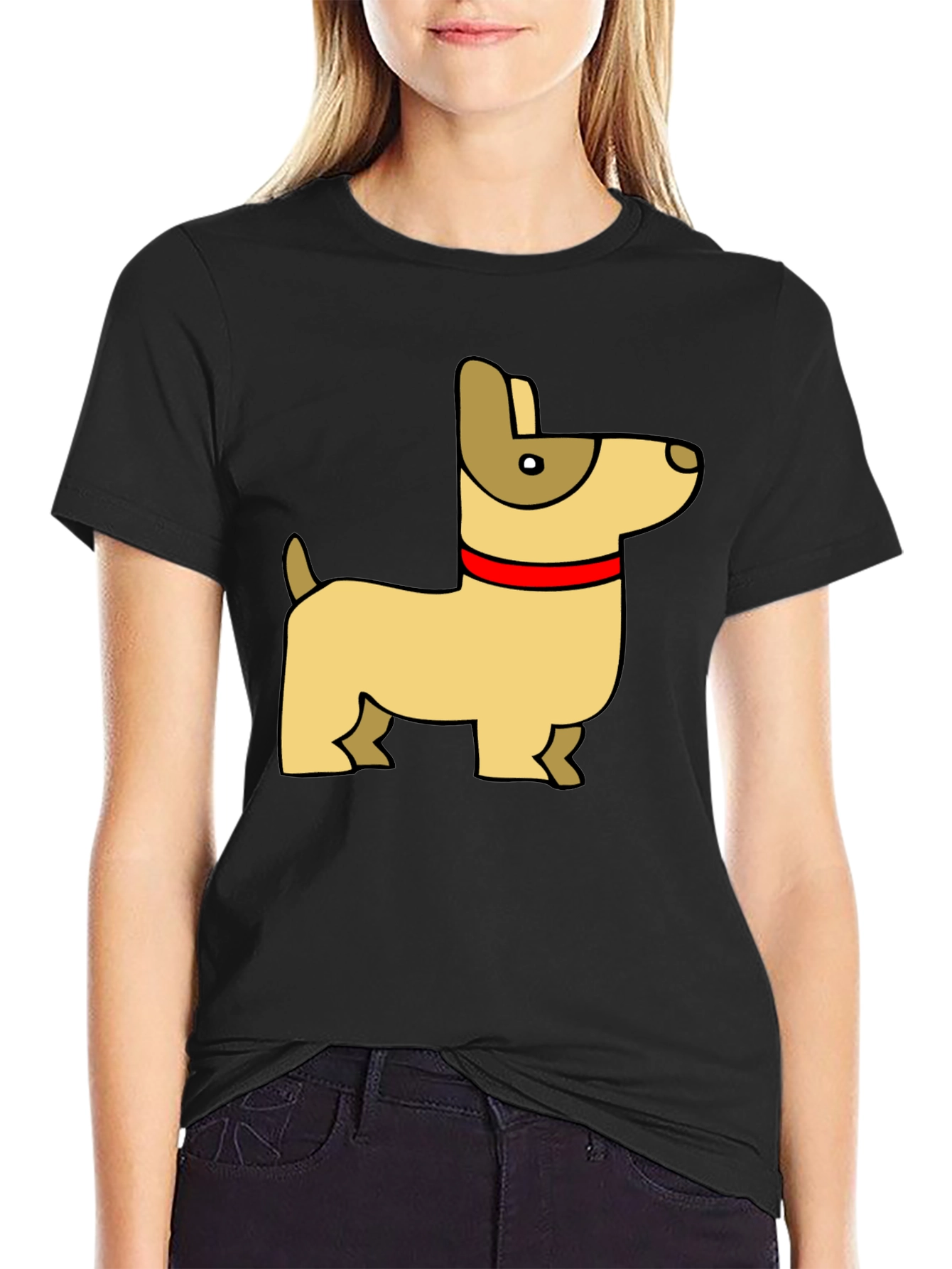 Black Cartoon Dog T-Shirt view 2