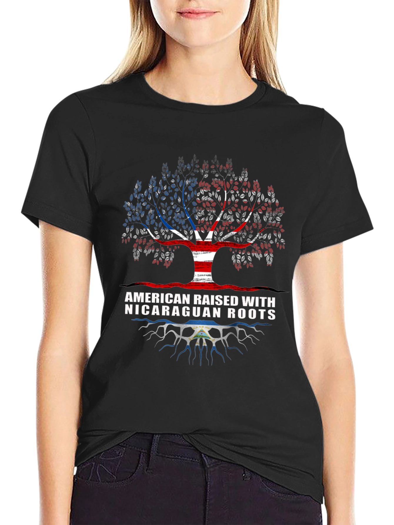 Black American Nicaraguan Roots T-Shirt view 2