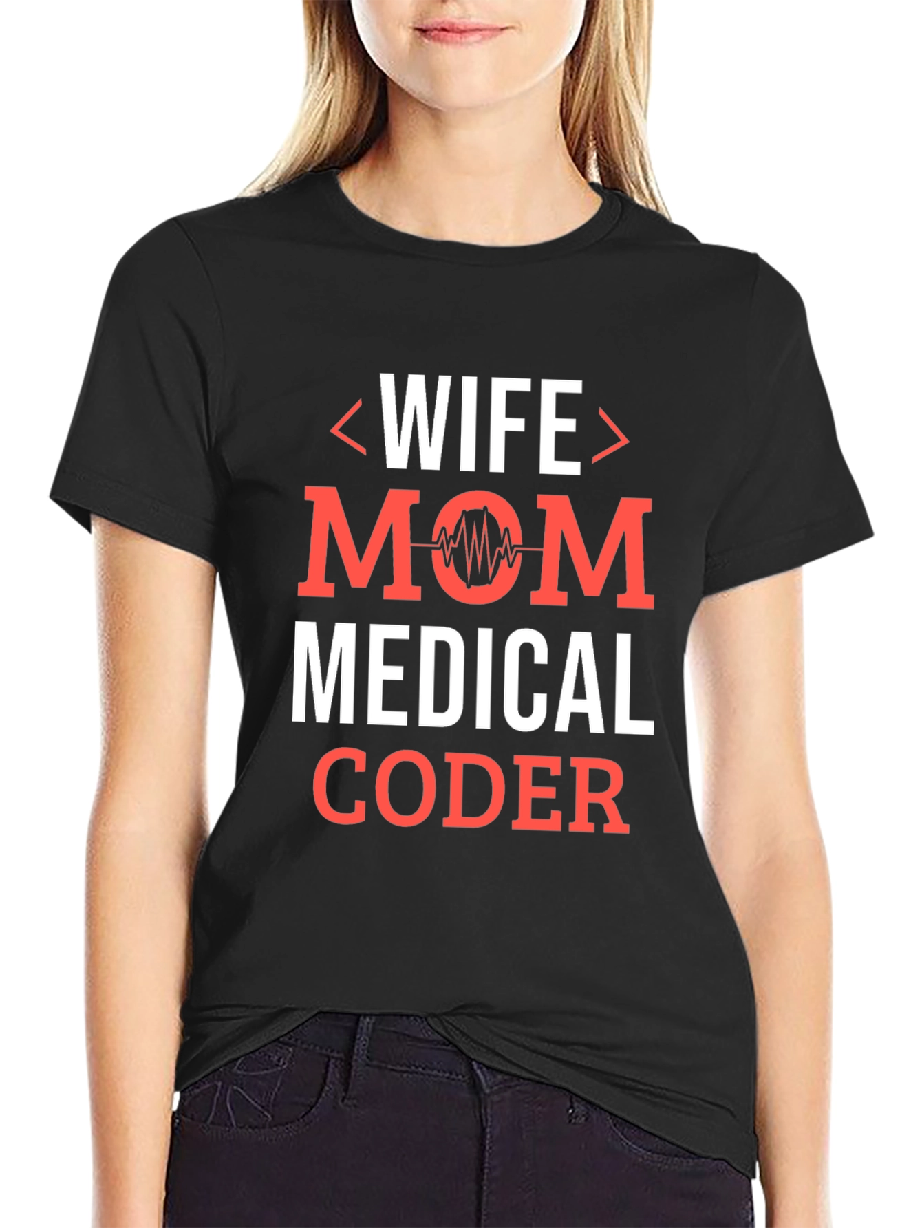 Black Wife Mom Medical Coder Graphic T-Shirt view 2