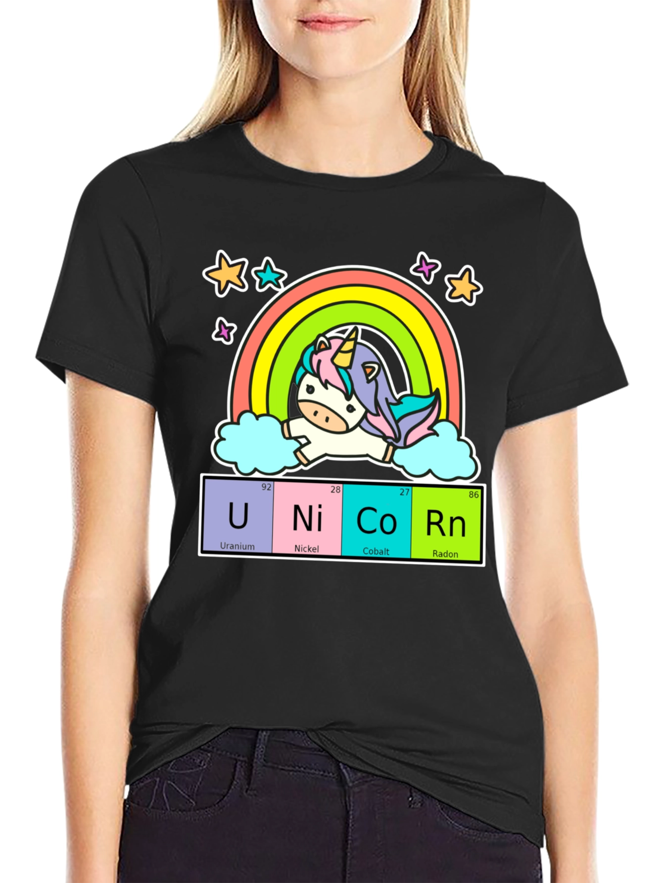 Black Unicorn Periodic Table Black T-Shirt view 2