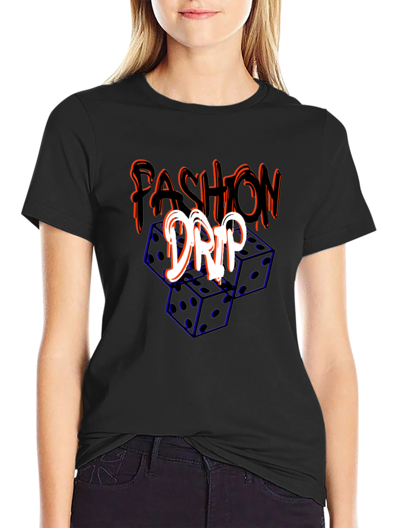 Black Fashion Drip Dice Graphic Tee view 2