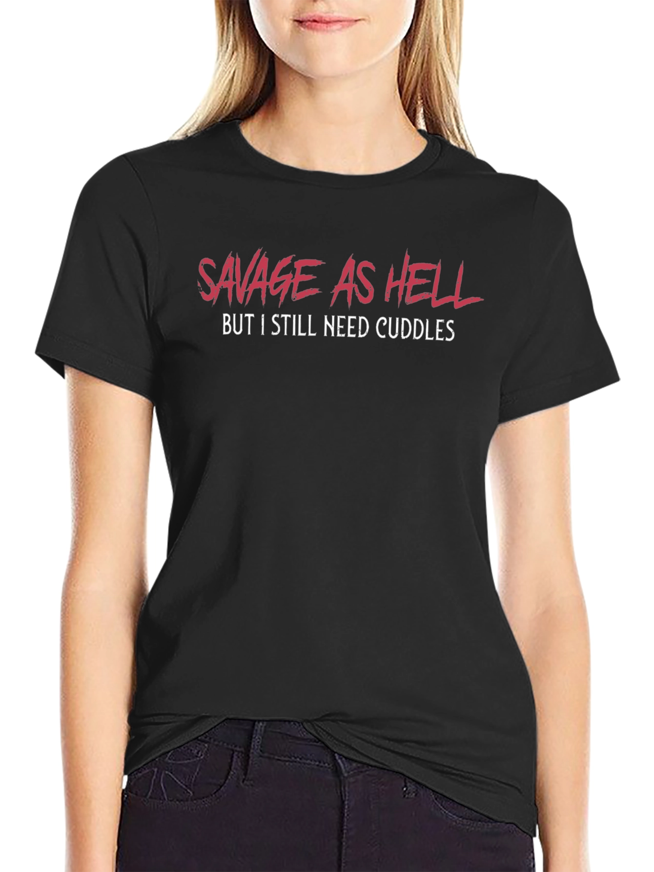 Black Savage As Hell Need Cuddles Graphic Tee view 2