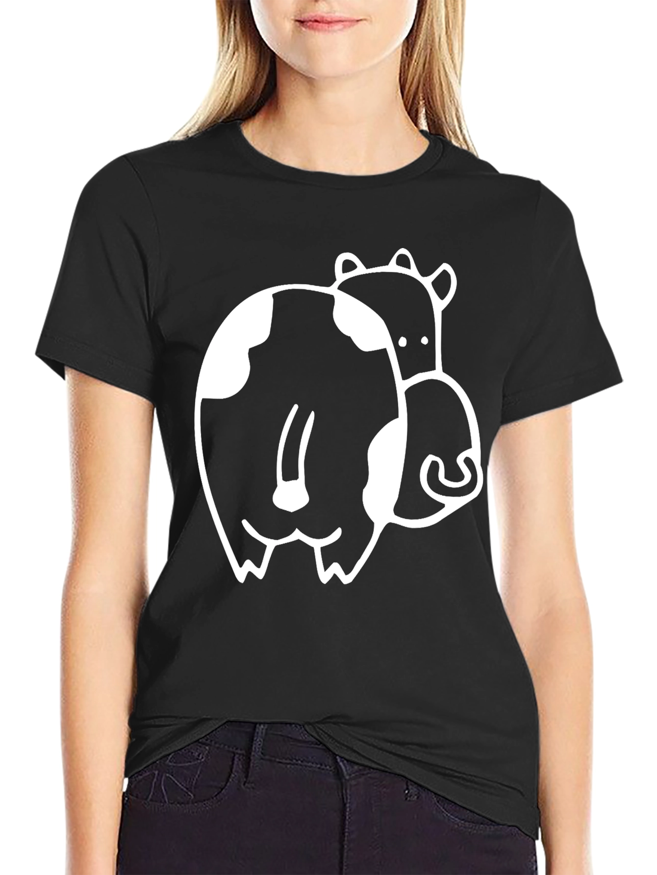 Black Funny Cow Butt T-Shirt - Black Graphic Tee view 2