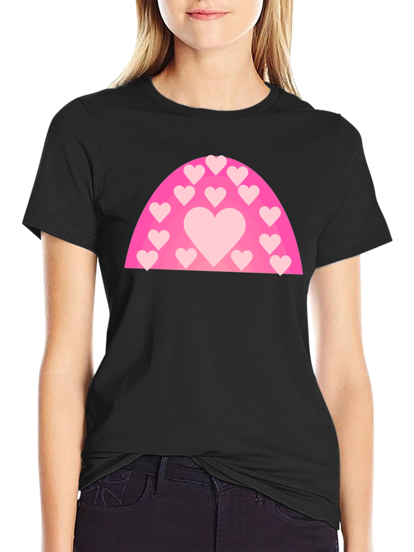 Black Heart Rainbow Graphic T-Shirt - Black view 2