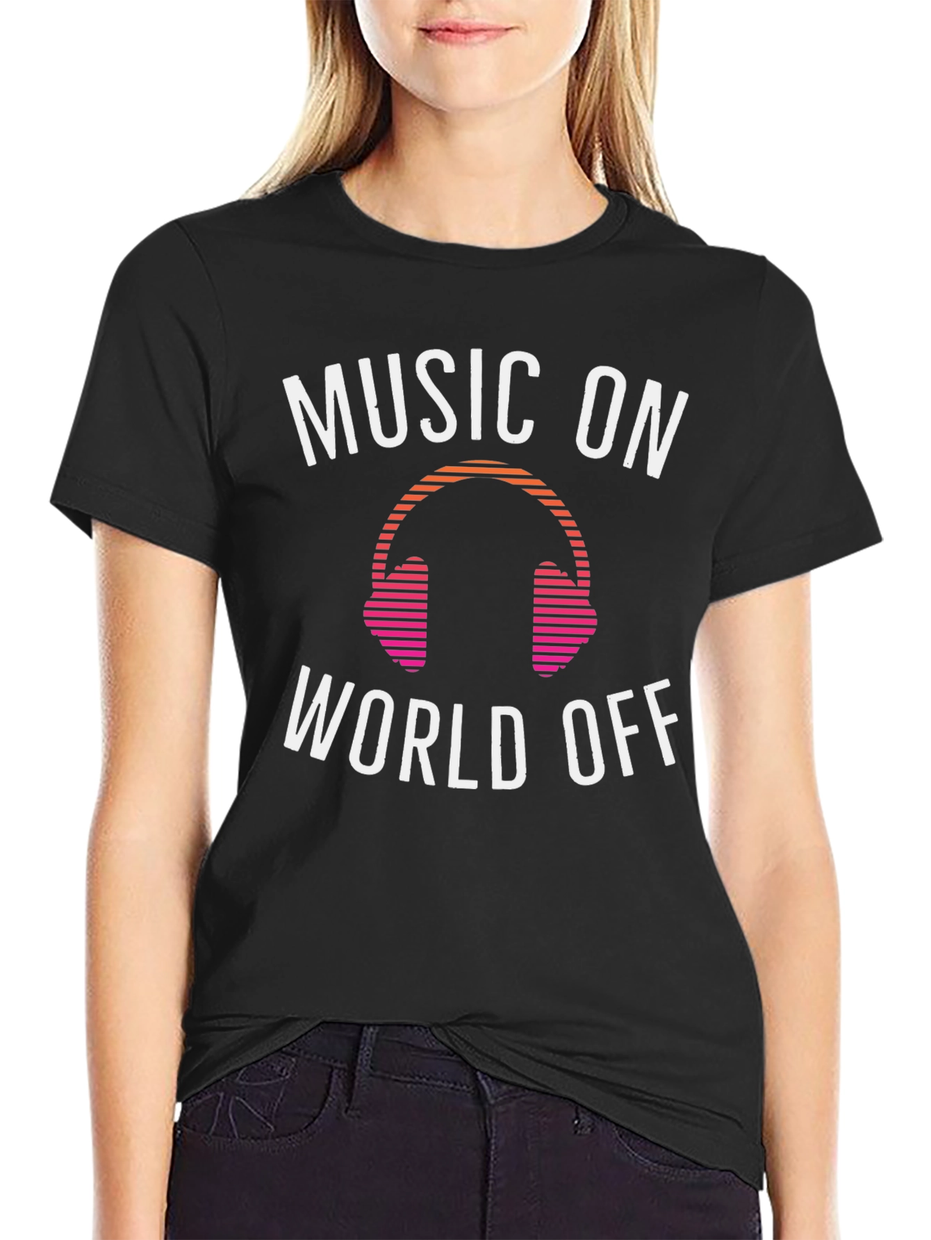 Black Music On, World Off Graphic Tee view 2