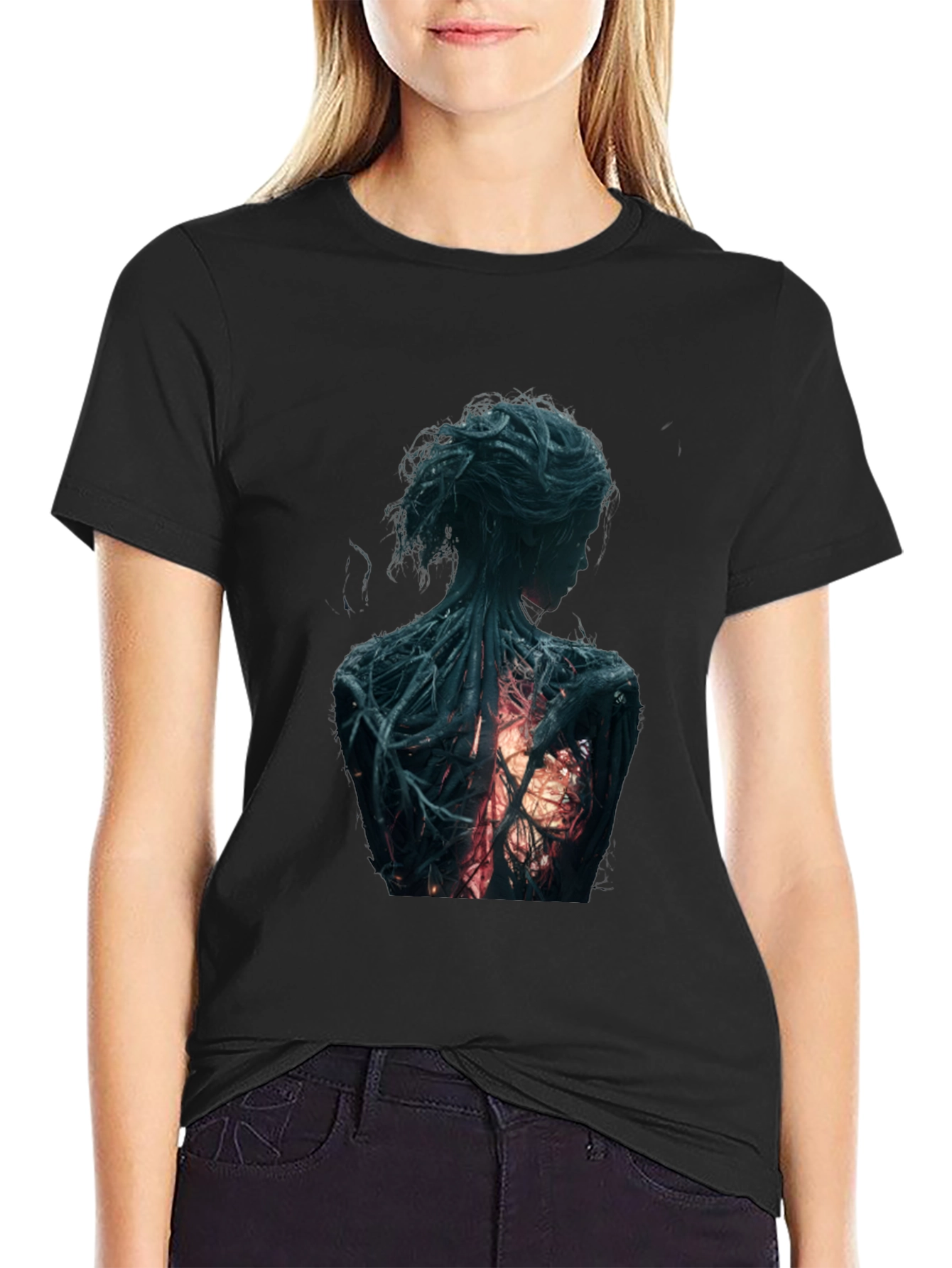 Black Artsy Back Graphic Black T-Shirt view 2