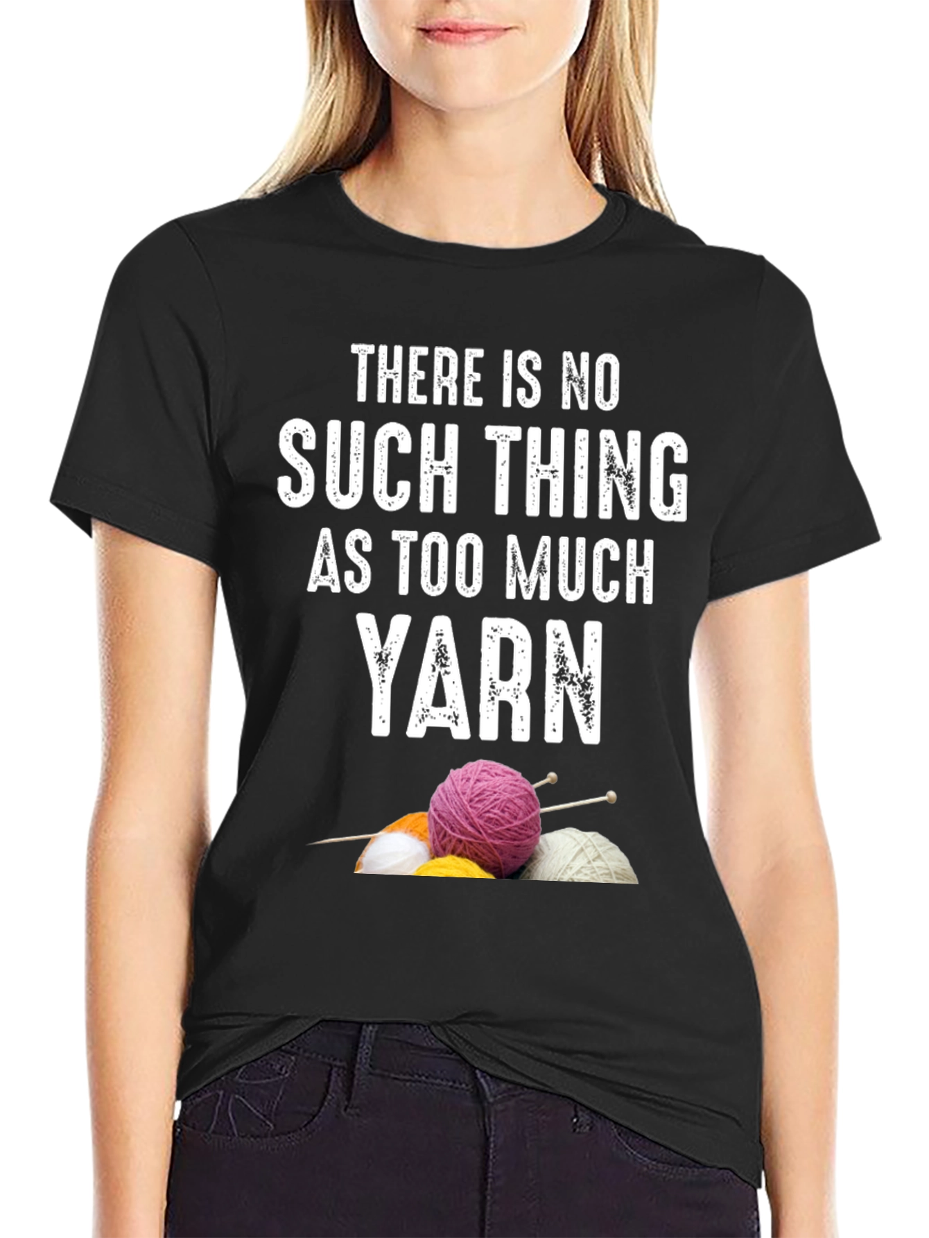 Black Yarn Lover T-Shirt - Knitting & Crochet Gift view 2