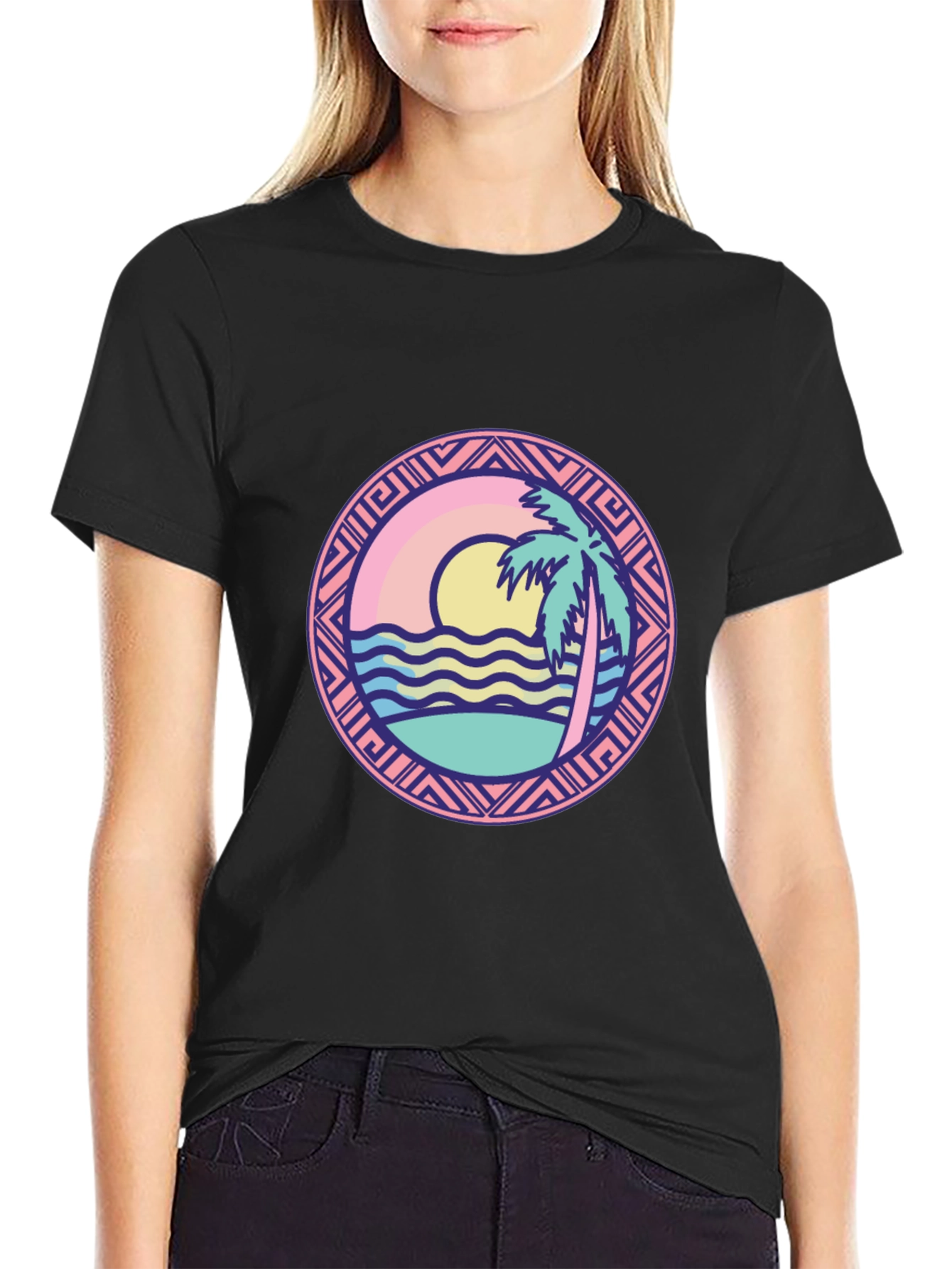 Black Tropical Beach Graphic T-Shirt - Vacation Vibes view 2