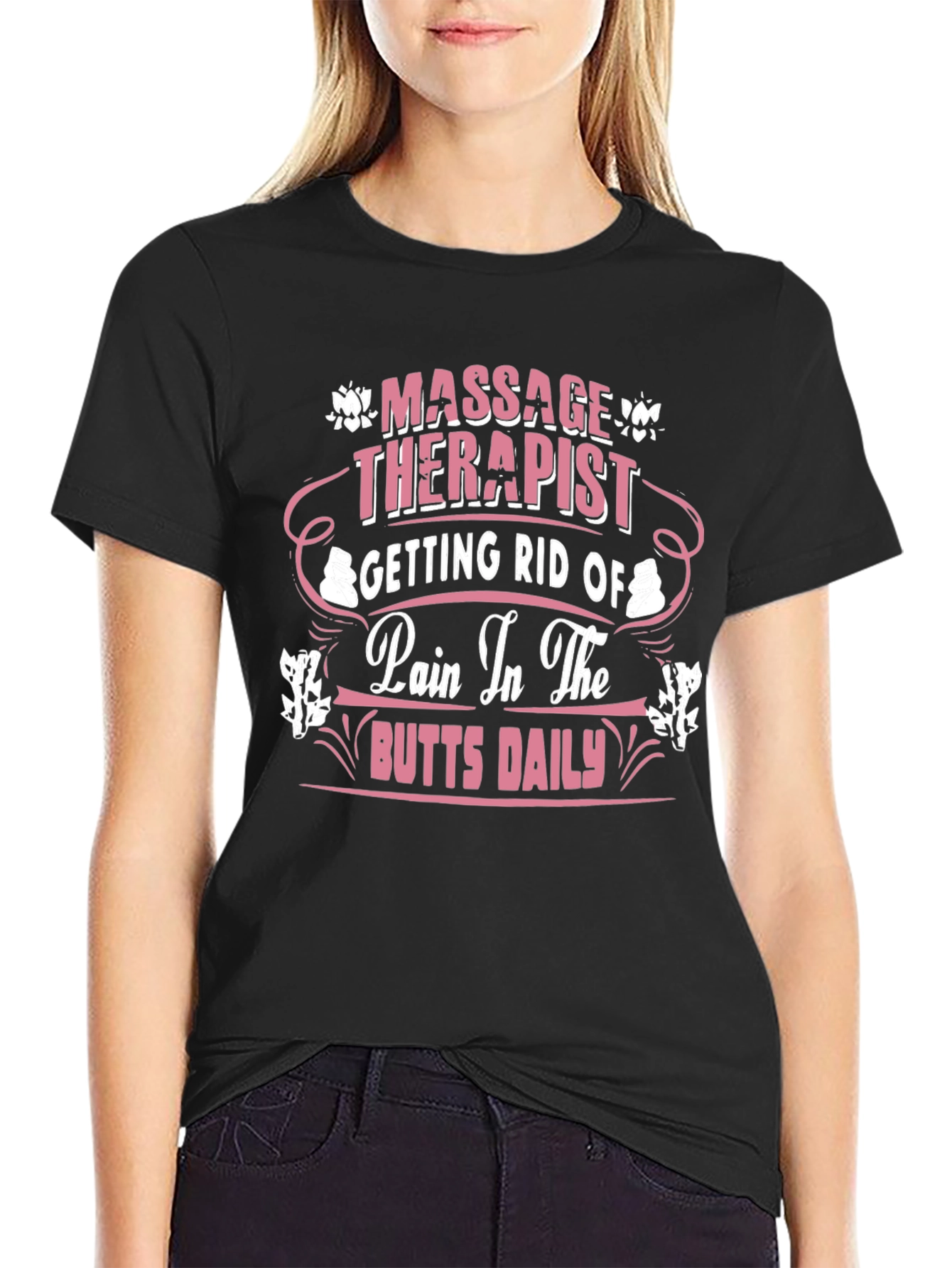 Black Massage Therapist Humor Graphic T-Shirt view 2
