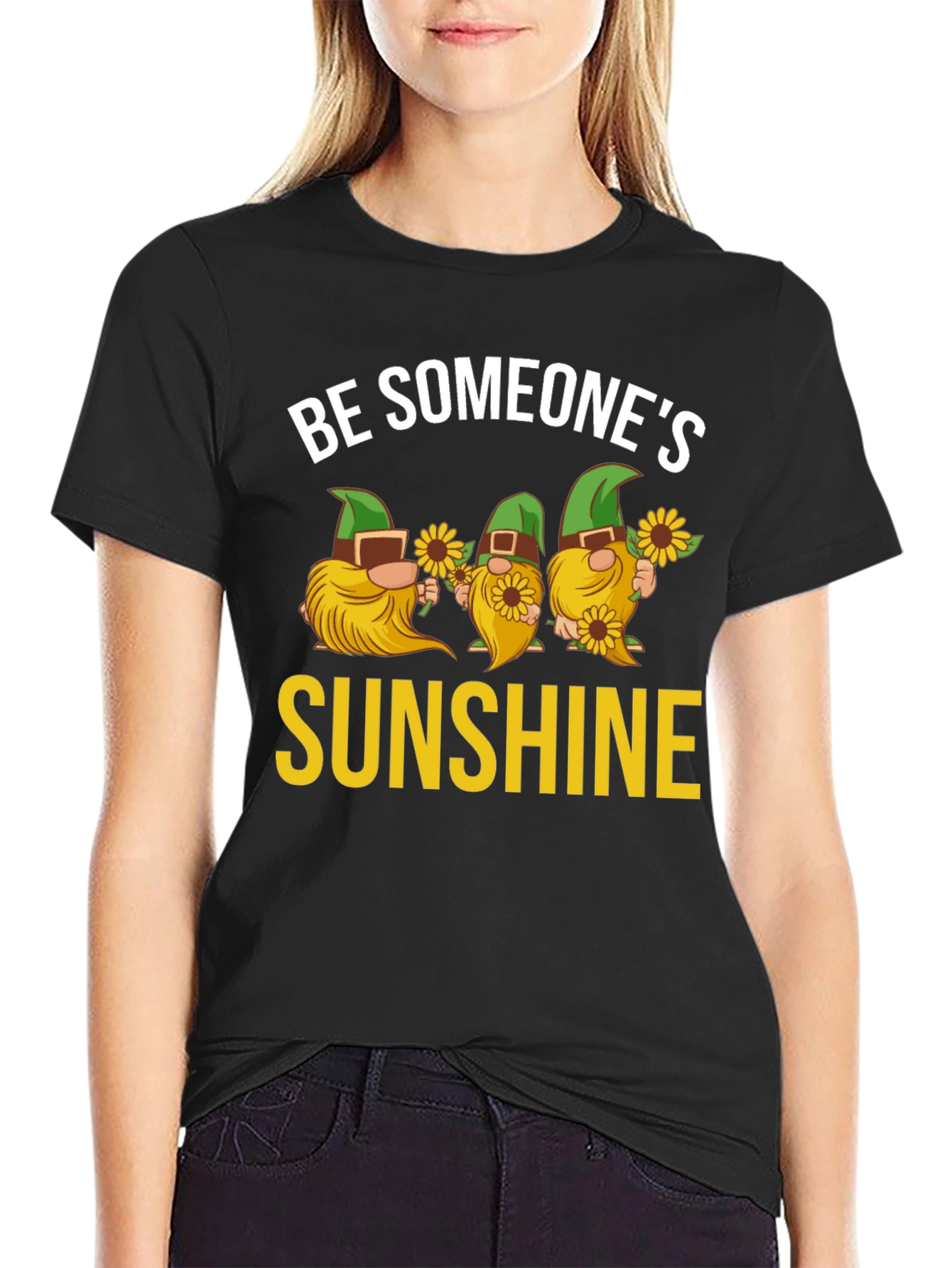 Black Be Someone's Sunshine Gnome Graphic Tee view 2
