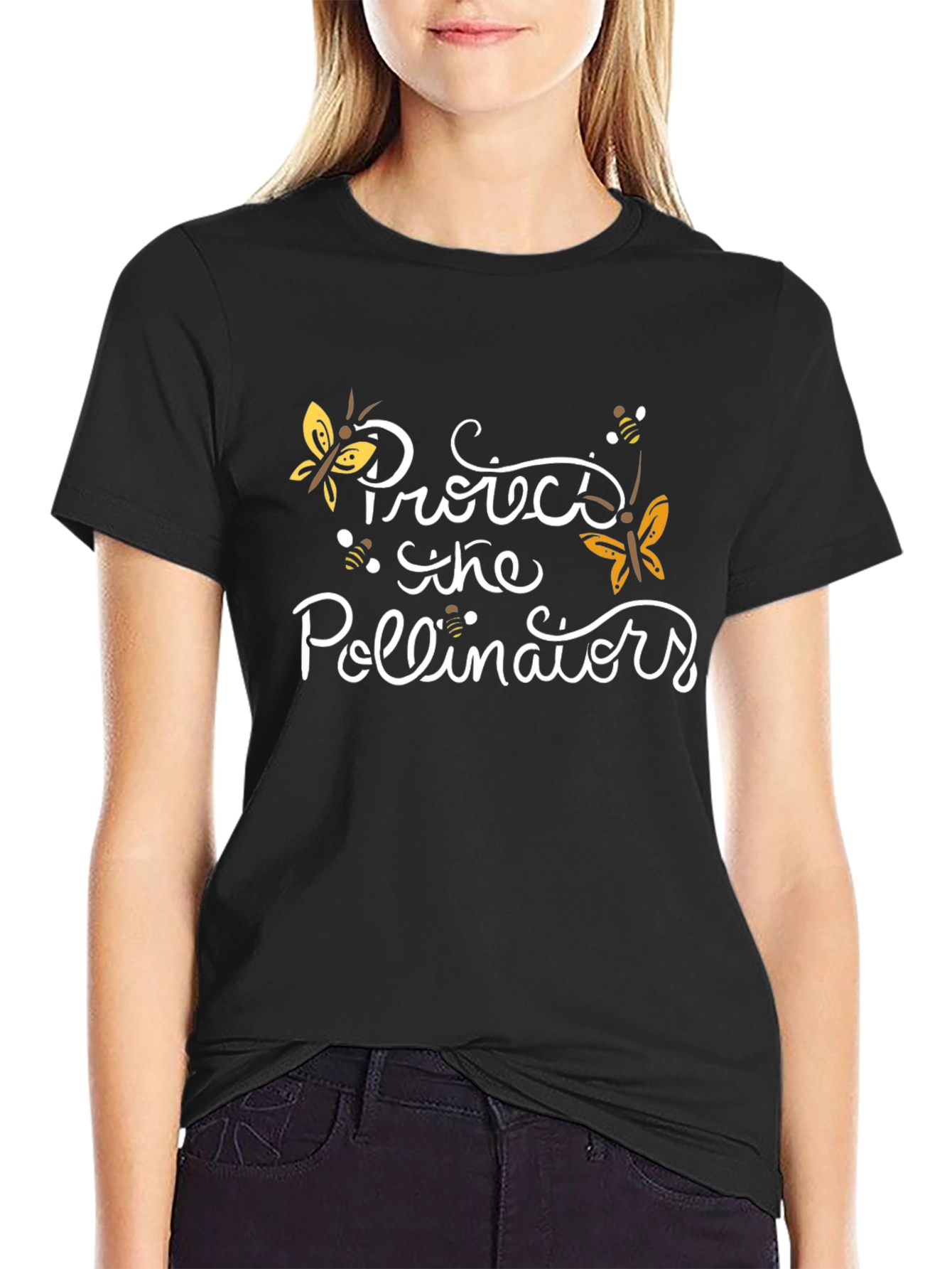 Protect Pollinators Black Graphic T-Shirt - 2