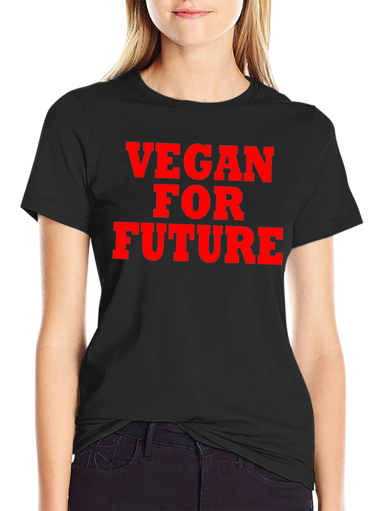 Black Vegan for Future T-Shirt - Eco-Conscious Statement Tee view 2