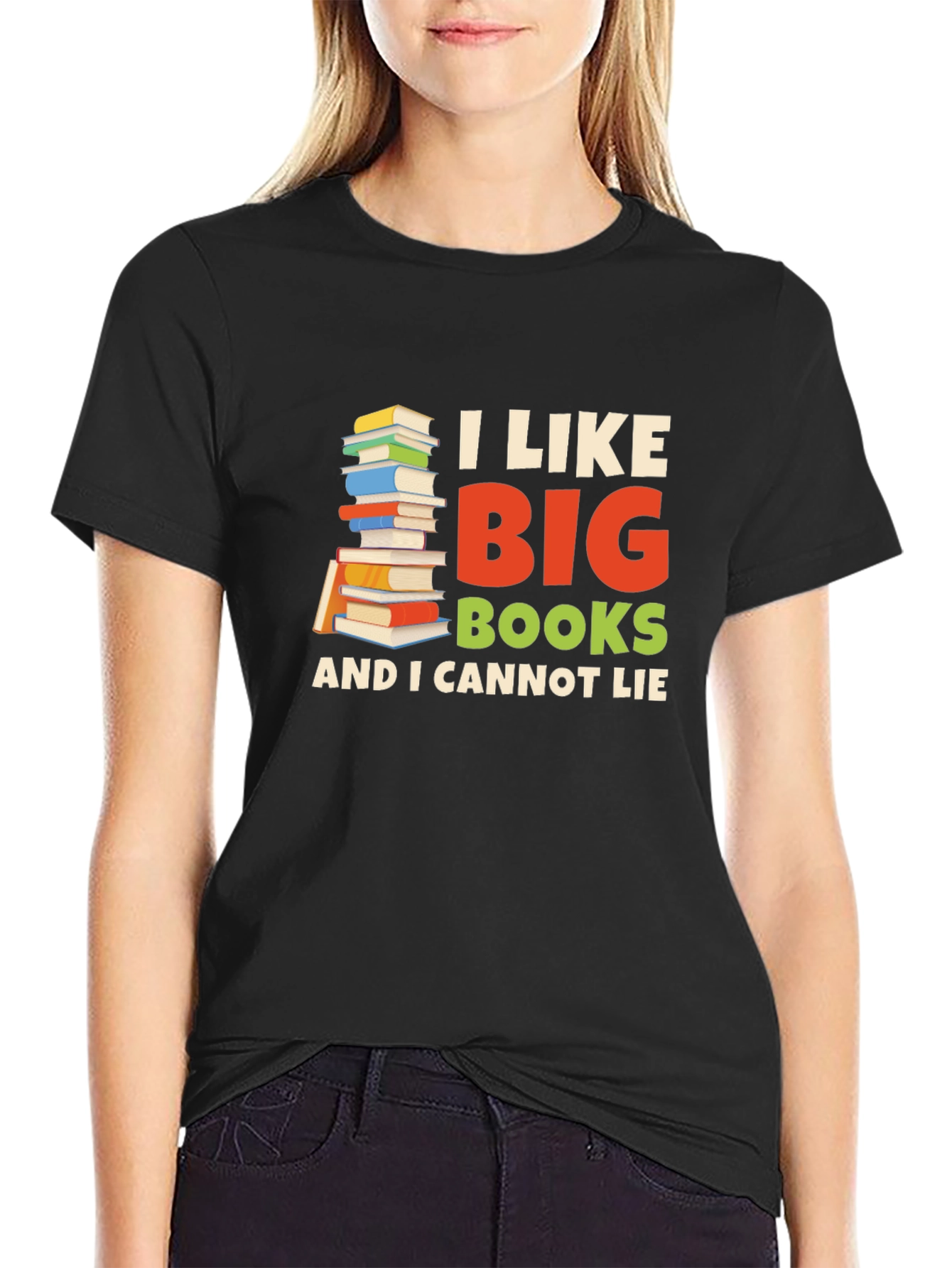 Black I Like Big Books T-Shirt - Novelty Reader Tee view 2