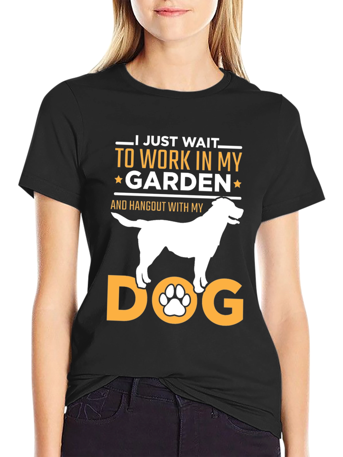 Black Dog Garden T-Shirt: I Just Wait To Work In My Garden! view 2